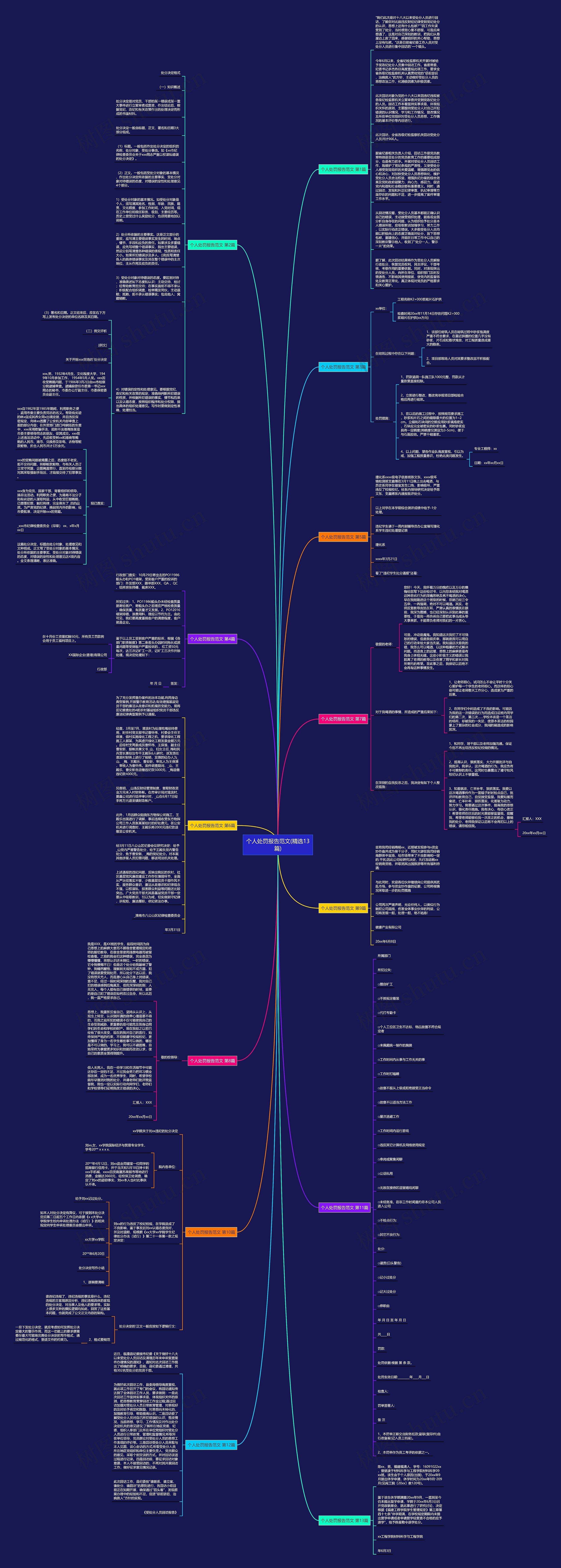 个人处罚报告范文(精选13篇)思维导图