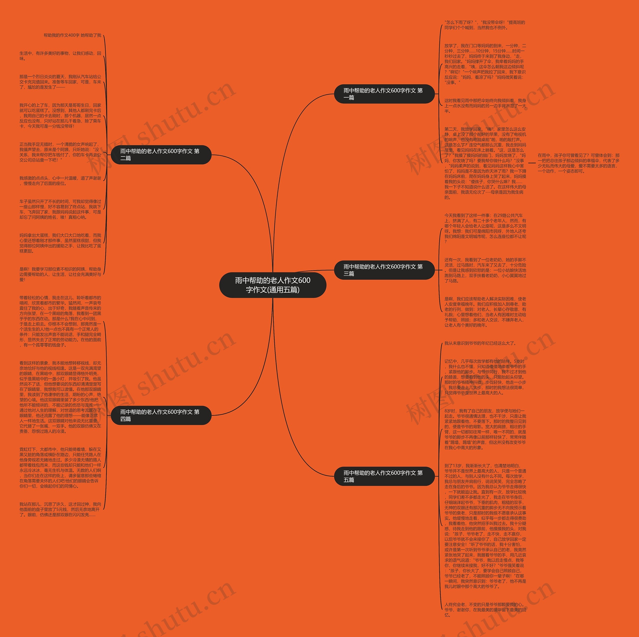 雨中帮助的老人作文600字作文(通用五篇)思维导图