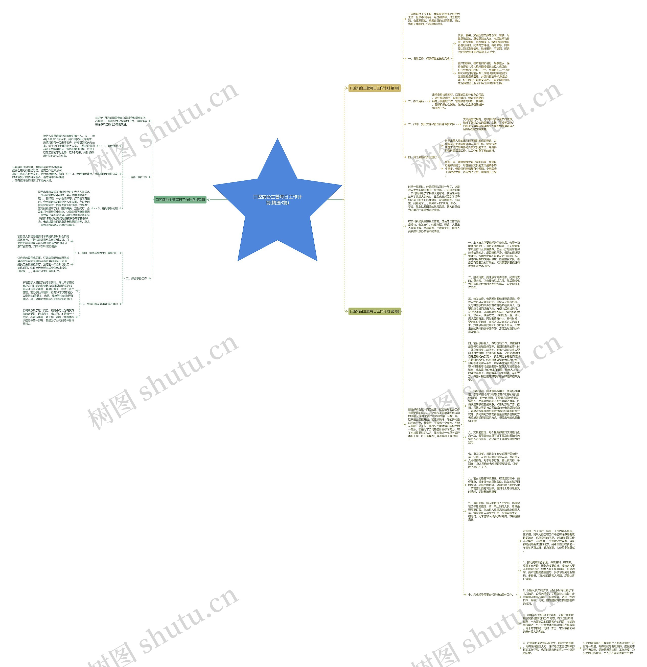 口腔前台主管每日工作计划(精选3篇)思维导图