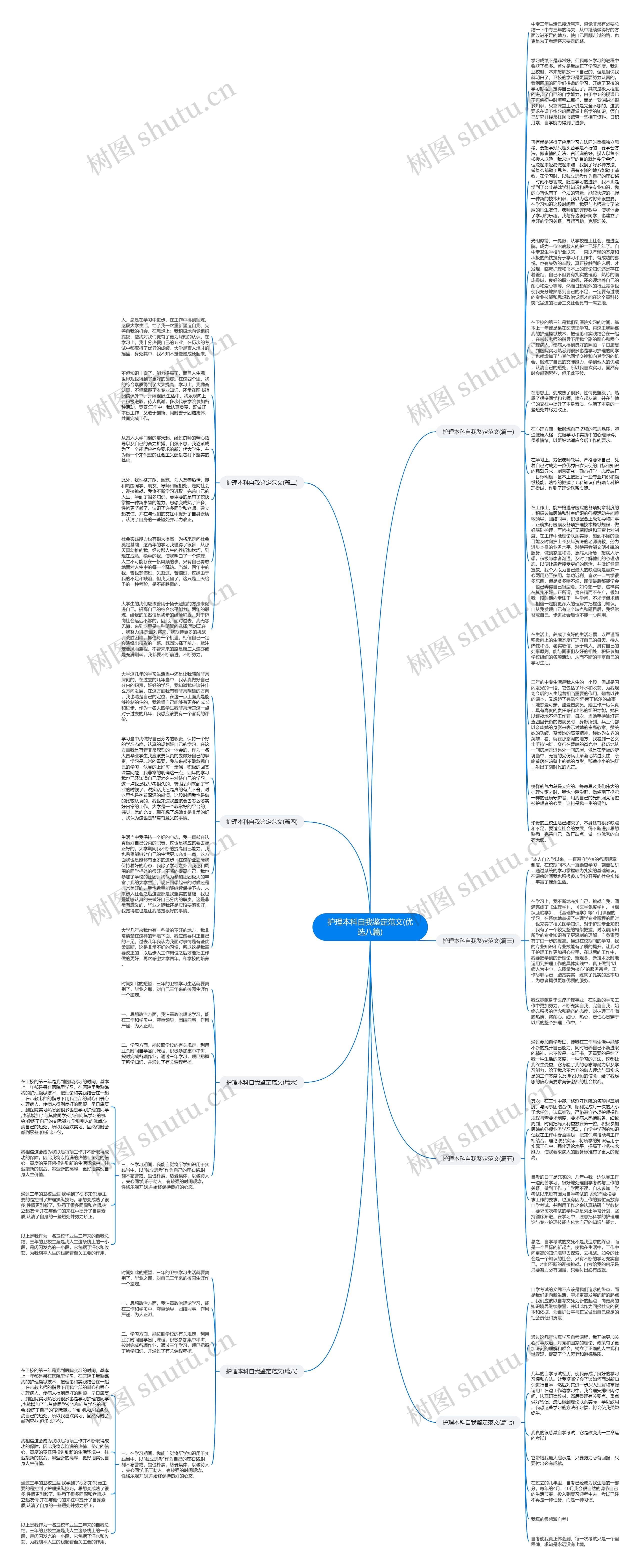 护理本科自我鉴定范文(优选八篇)思维导图