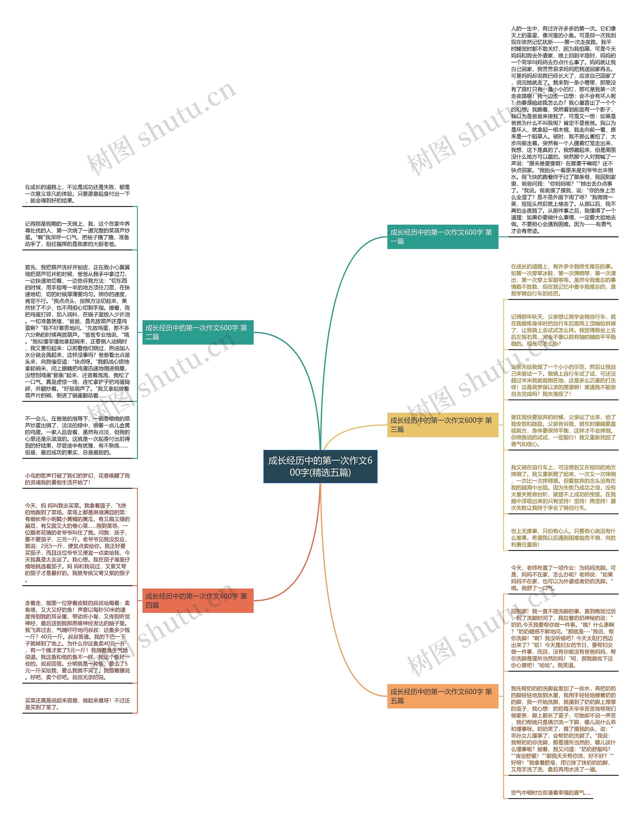 成长经历中的第一次作文600字(精选五篇)思维导图