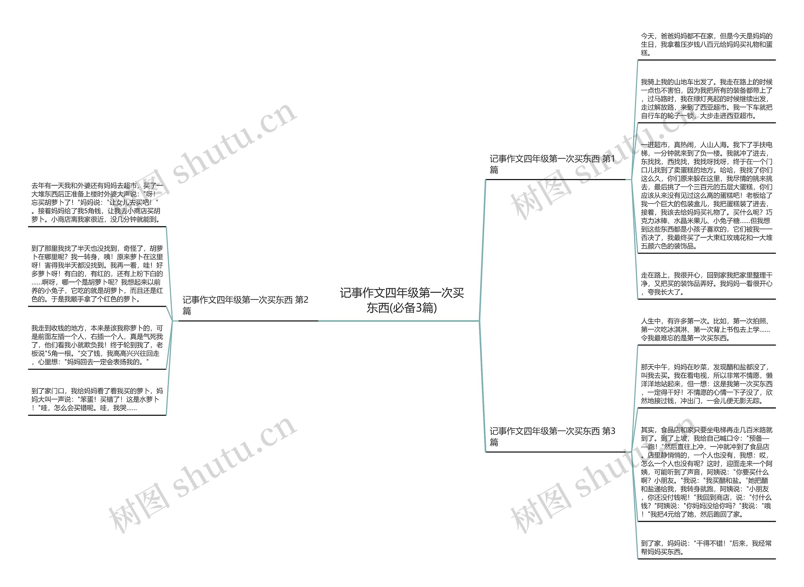 记事作文四年级第一次买东西(必备3篇)思维导图