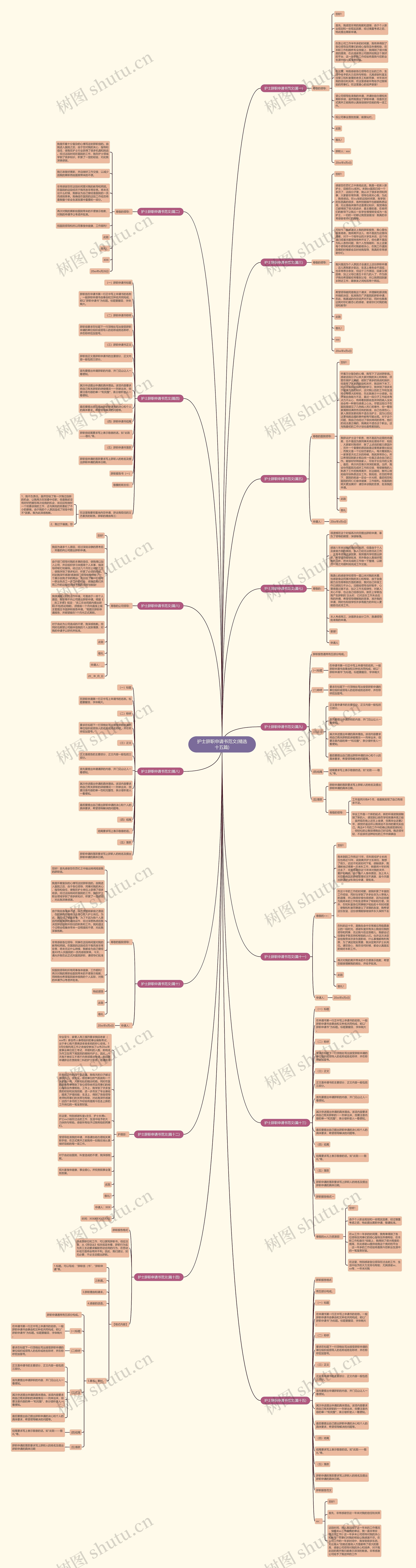 护士辞职申请书范文(精选十五篇)思维导图