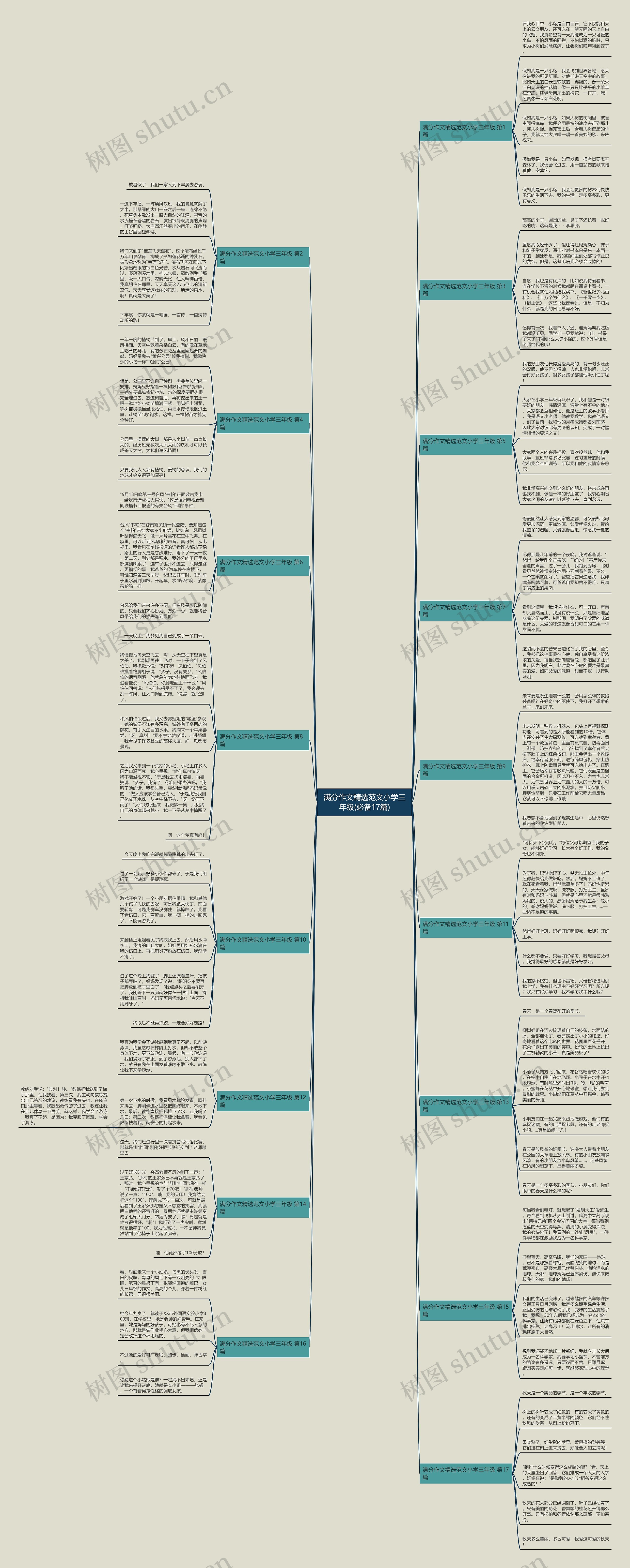满分作文精选范文小学三年级(必备17篇)思维导图