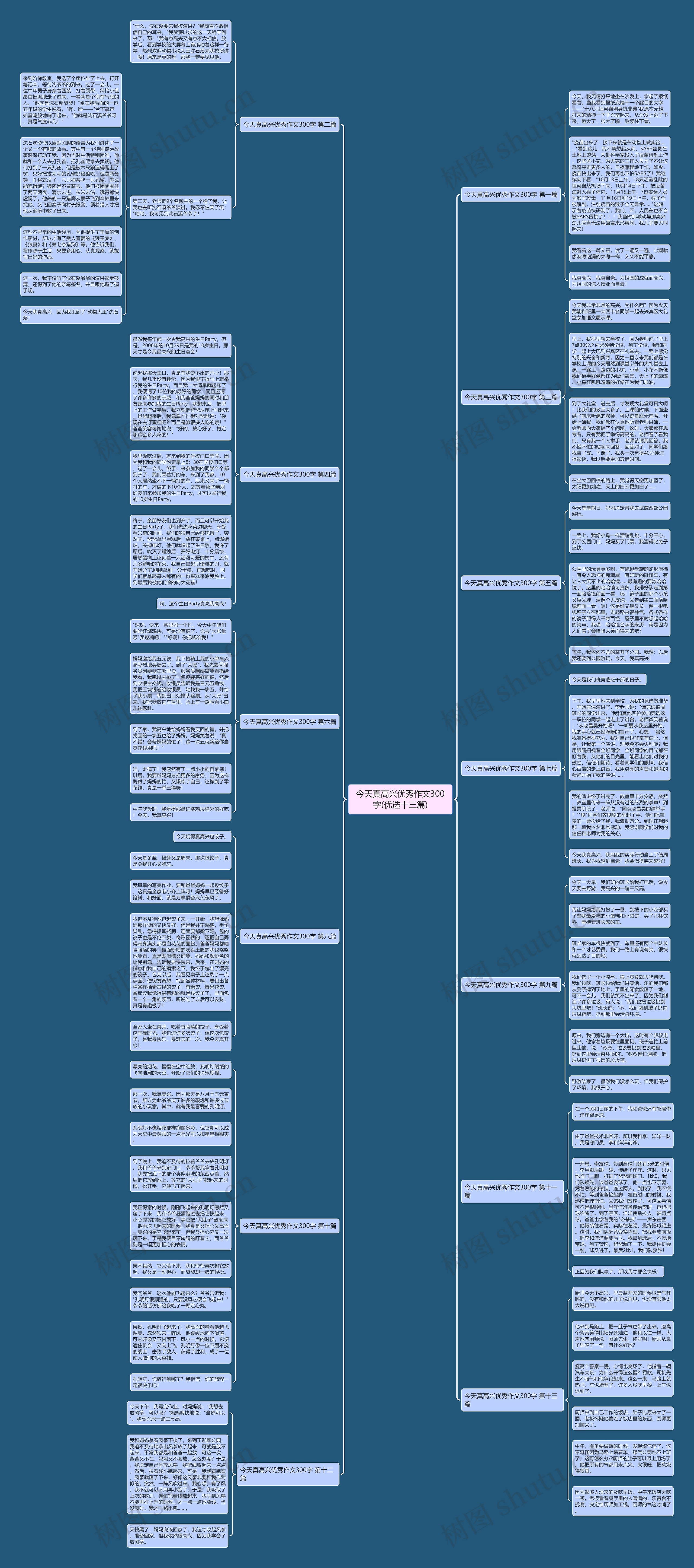今天真高兴优秀作文300字(优选十三篇)思维导图