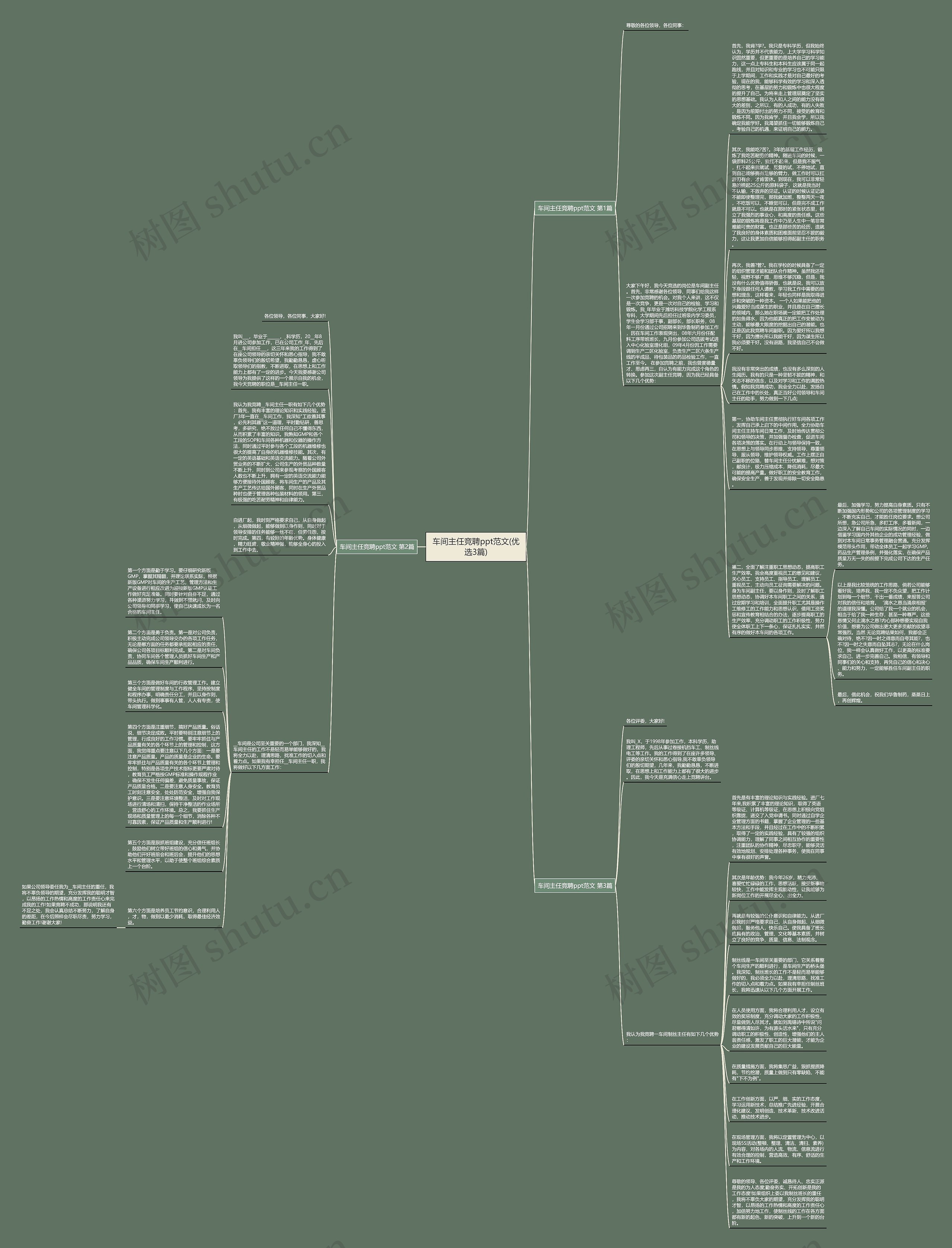车间主任竞聘ppt范文(优选3篇)思维导图