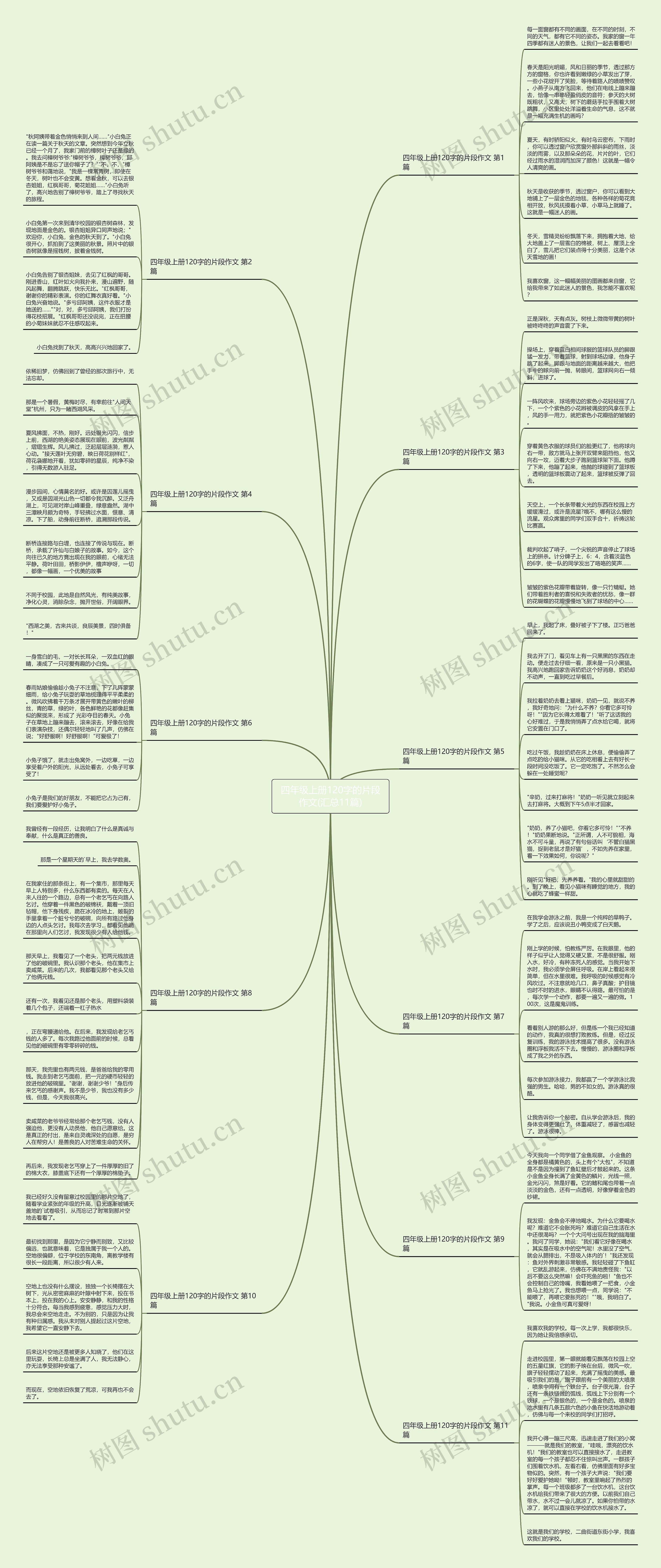 四年级上册120字的片段作文(汇总11篇)思维导图