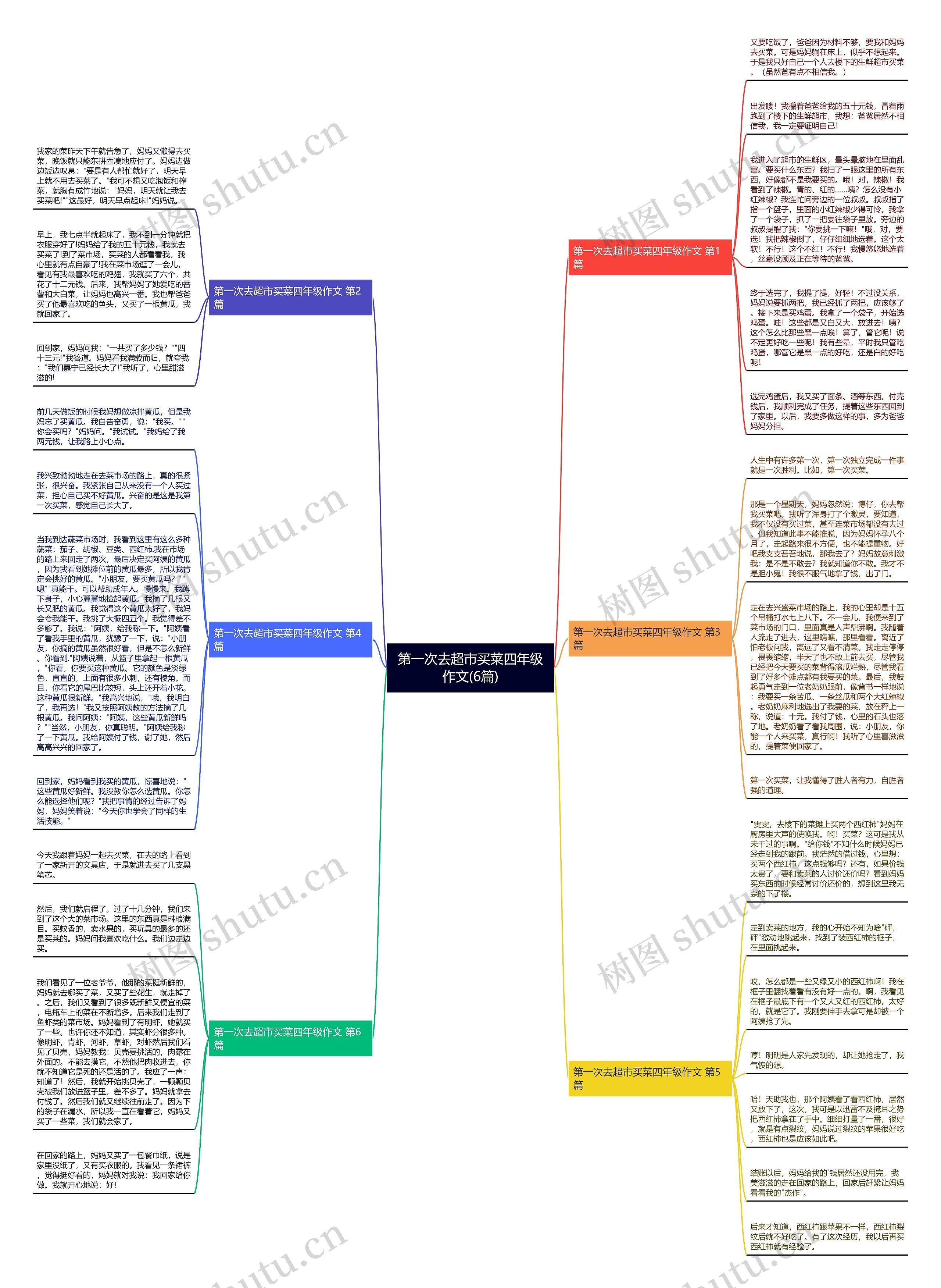 第一次去超市买菜四年级作文(6篇)思维导图