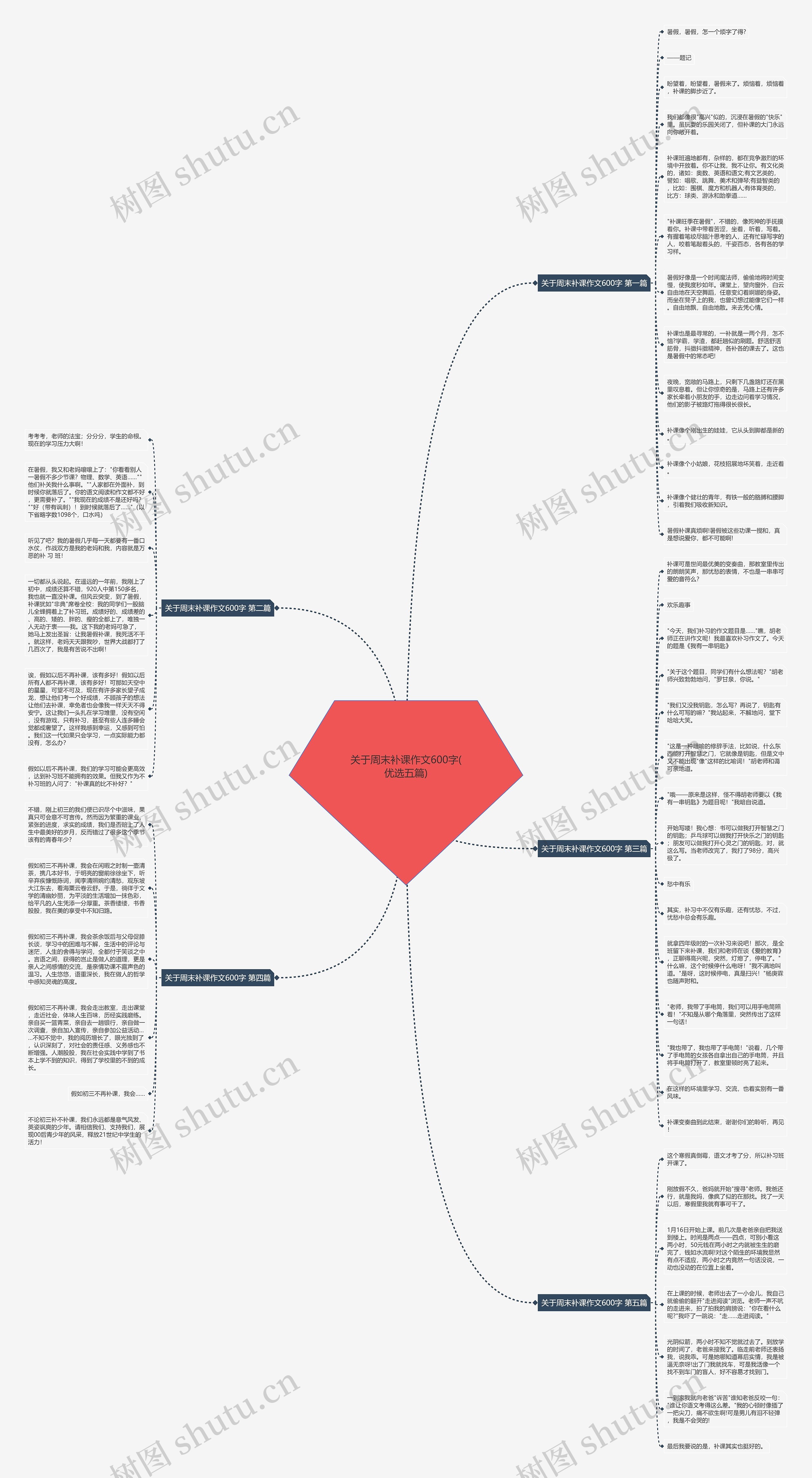 关于周末补课作文600字(优选五篇)思维导图