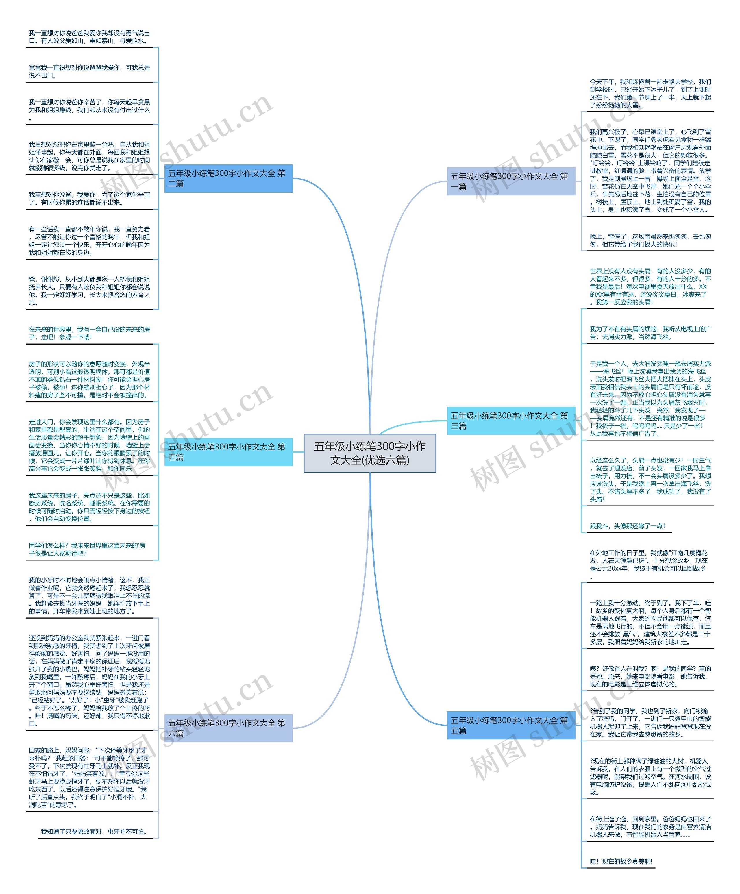 五年级小练笔300字小作文大全(优选六篇)思维导图