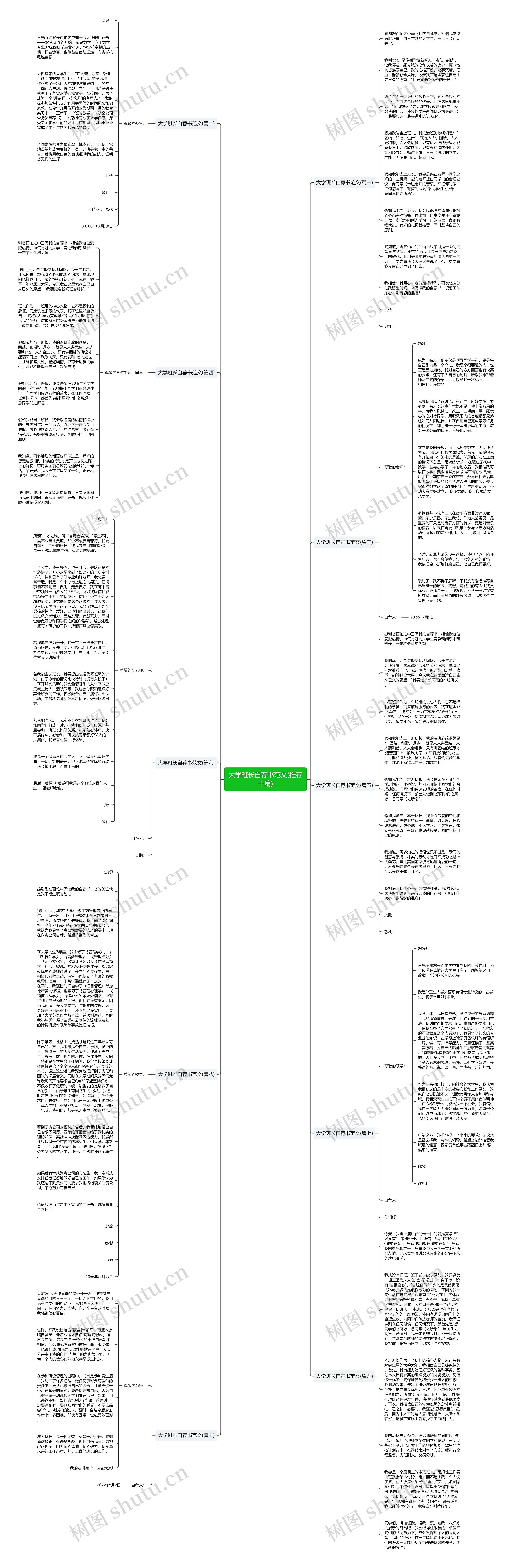 大学班长自荐书范文(推荐十篇)思维导图