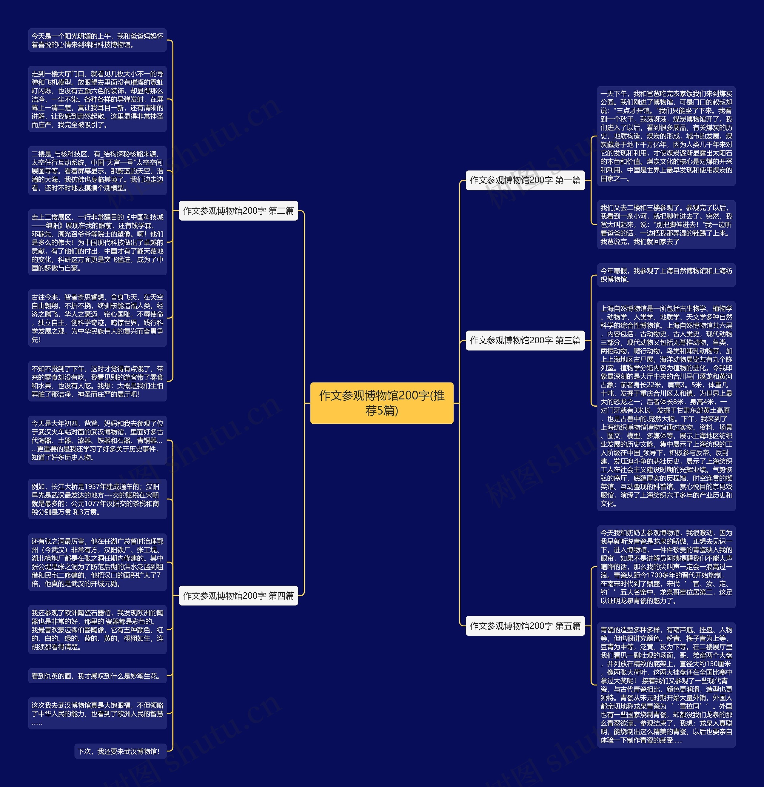作文参观博物馆200字(推荐5篇)思维导图