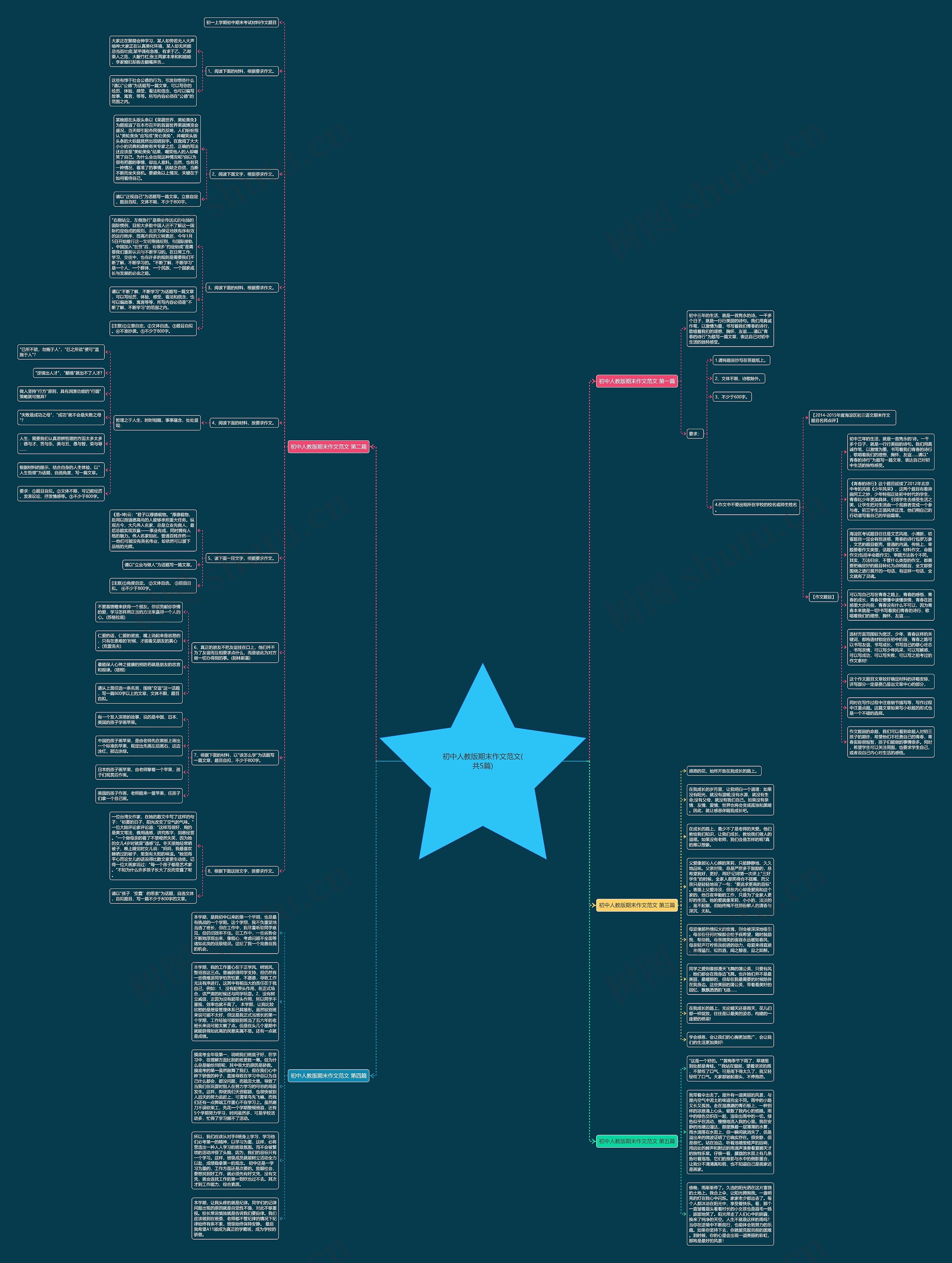 初中人教版期末作文范文(共5篇)思维导图