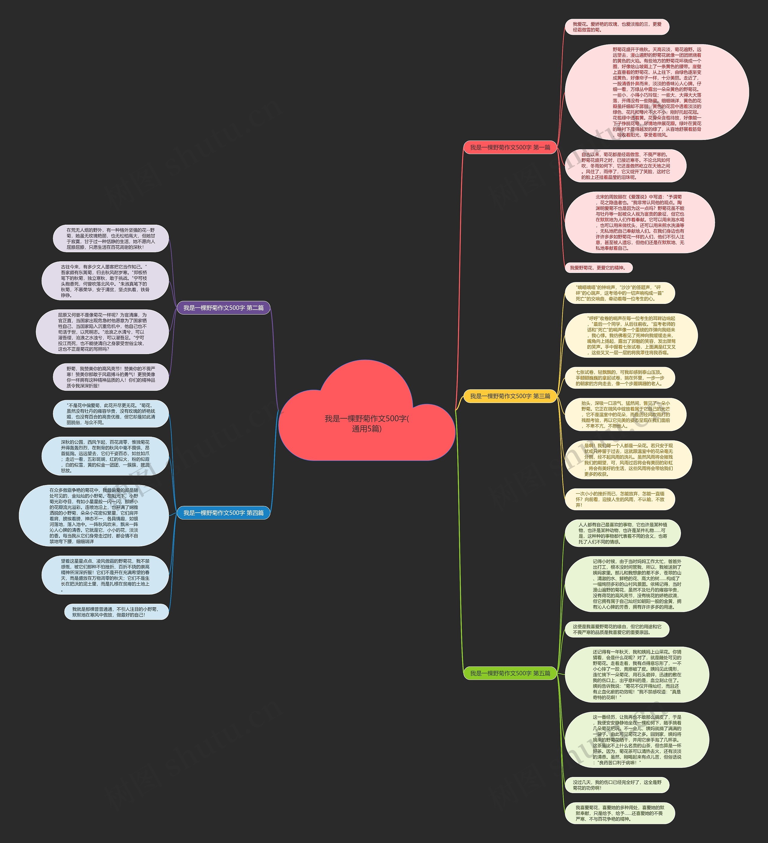我是一棵野菊作文500字(通用5篇)思维导图高清图 我是一棵野菊作文500字(通用5篇)思维导图
