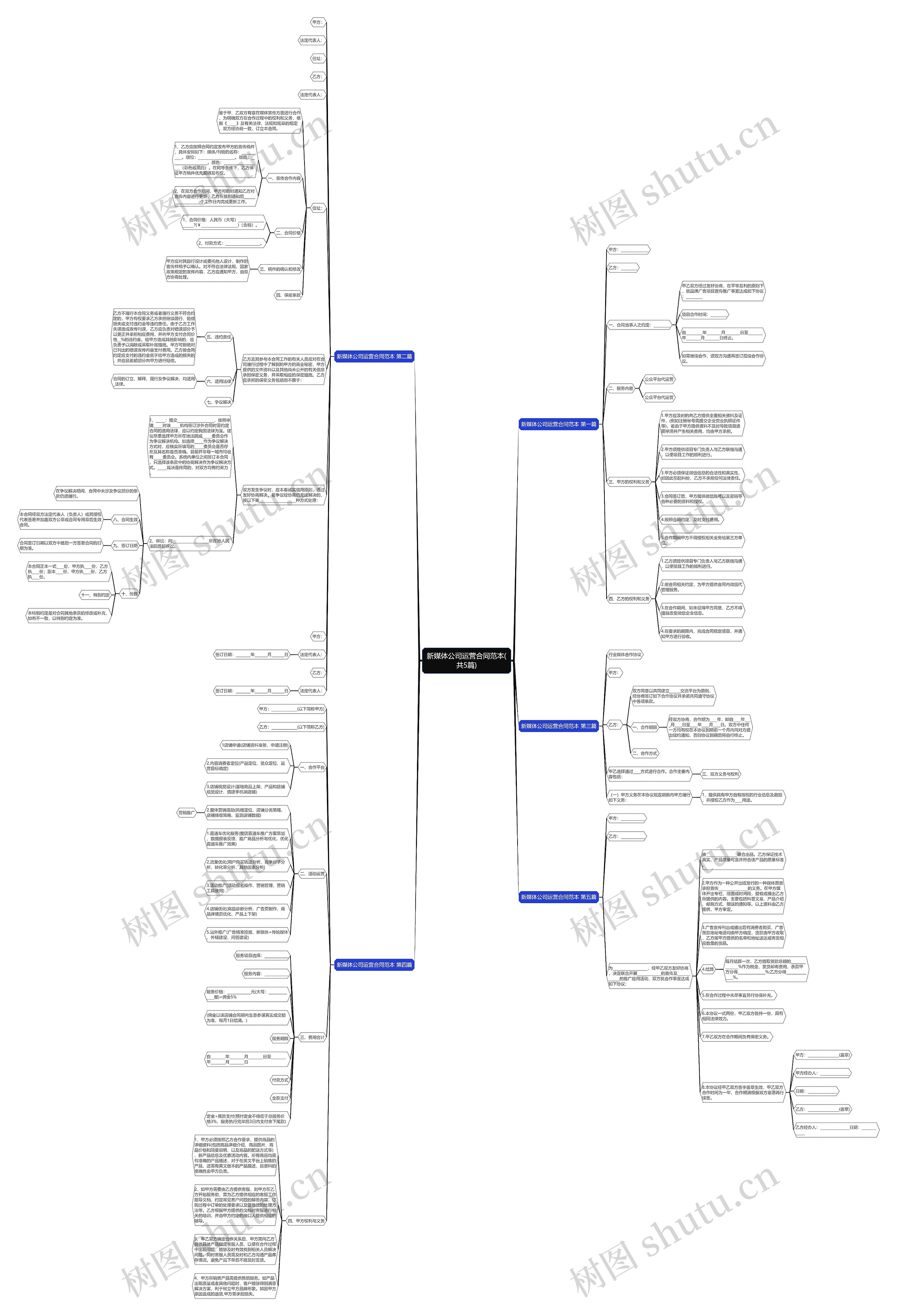 新媒体公司运营合同范本(共5篇)思维导图