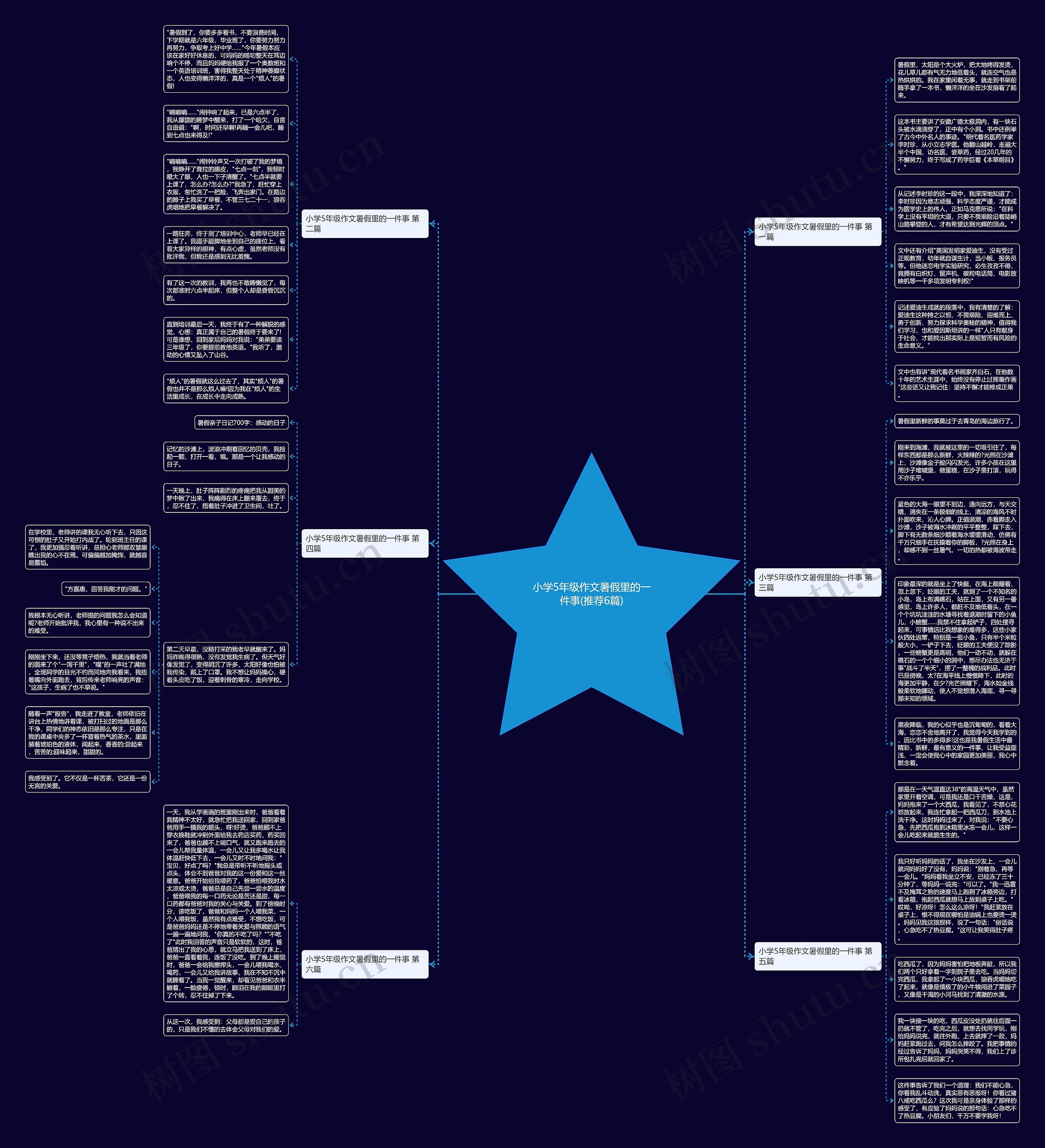 小学5年级作文暑假里的一件事(推荐6篇)思维导图