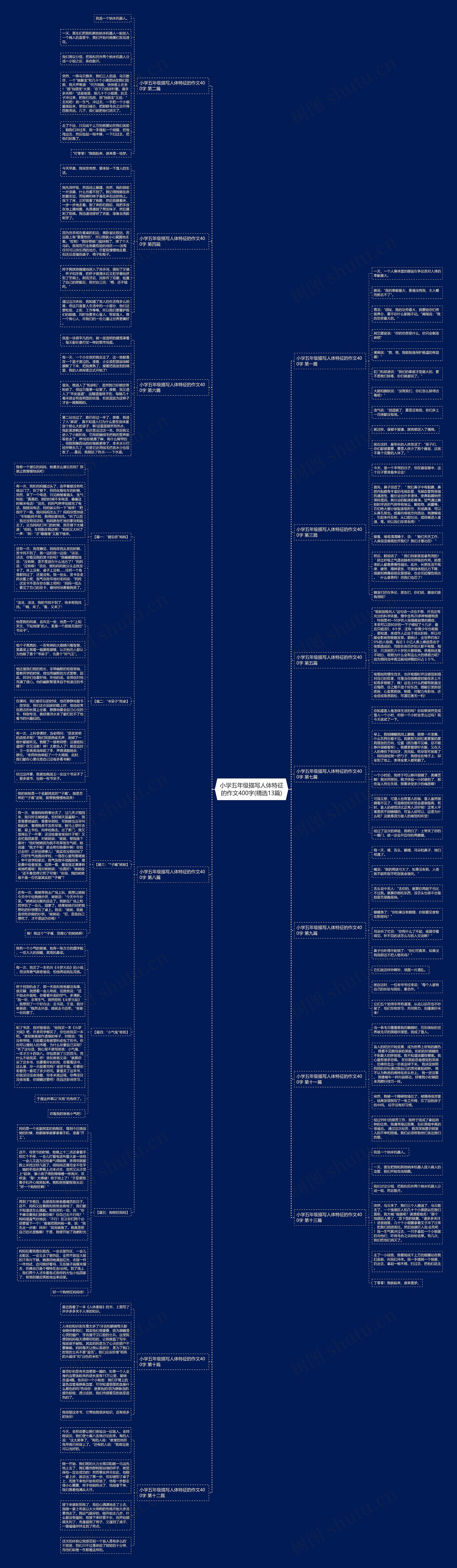 小学五年级描写人体特征的作文400字(精选13篇)思维导图