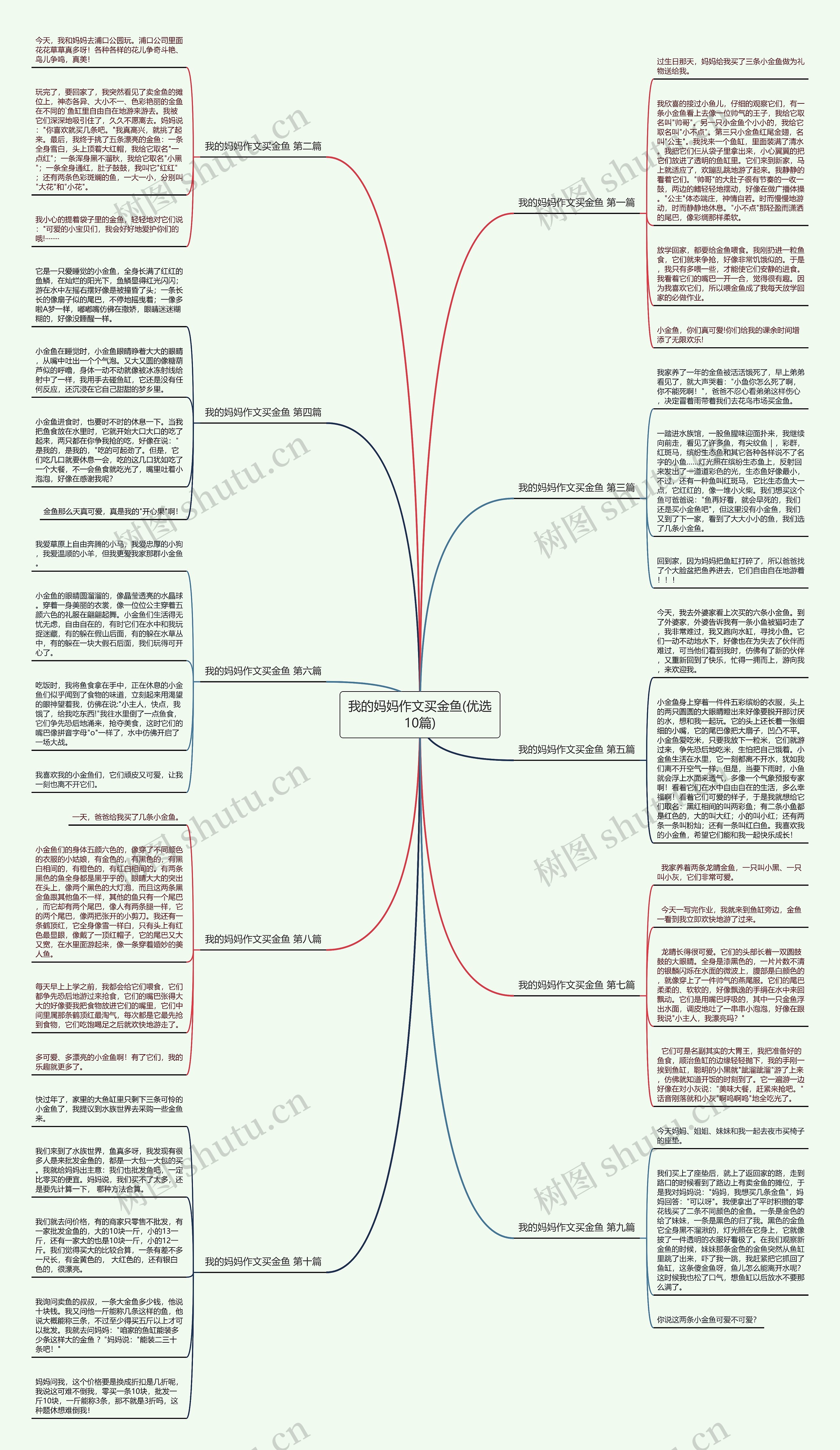 我的妈妈作文买金鱼(优选10篇)思维导图