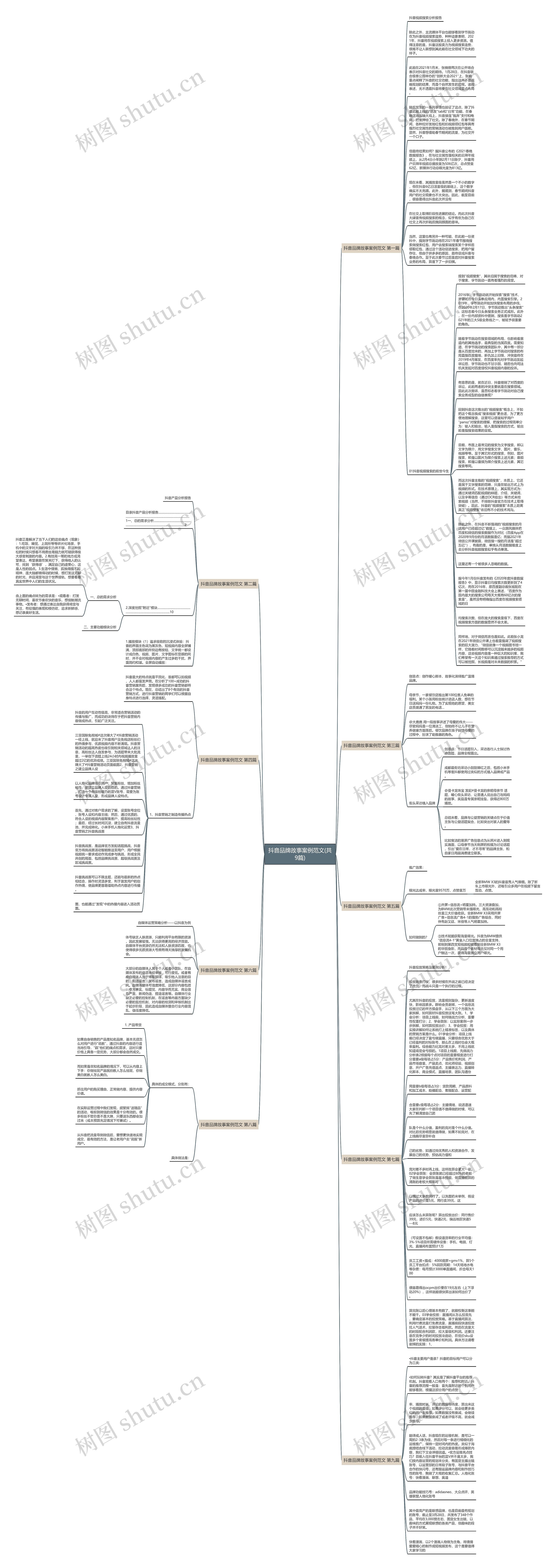 抖音品牌故事案例范文(共9篇)思维导图