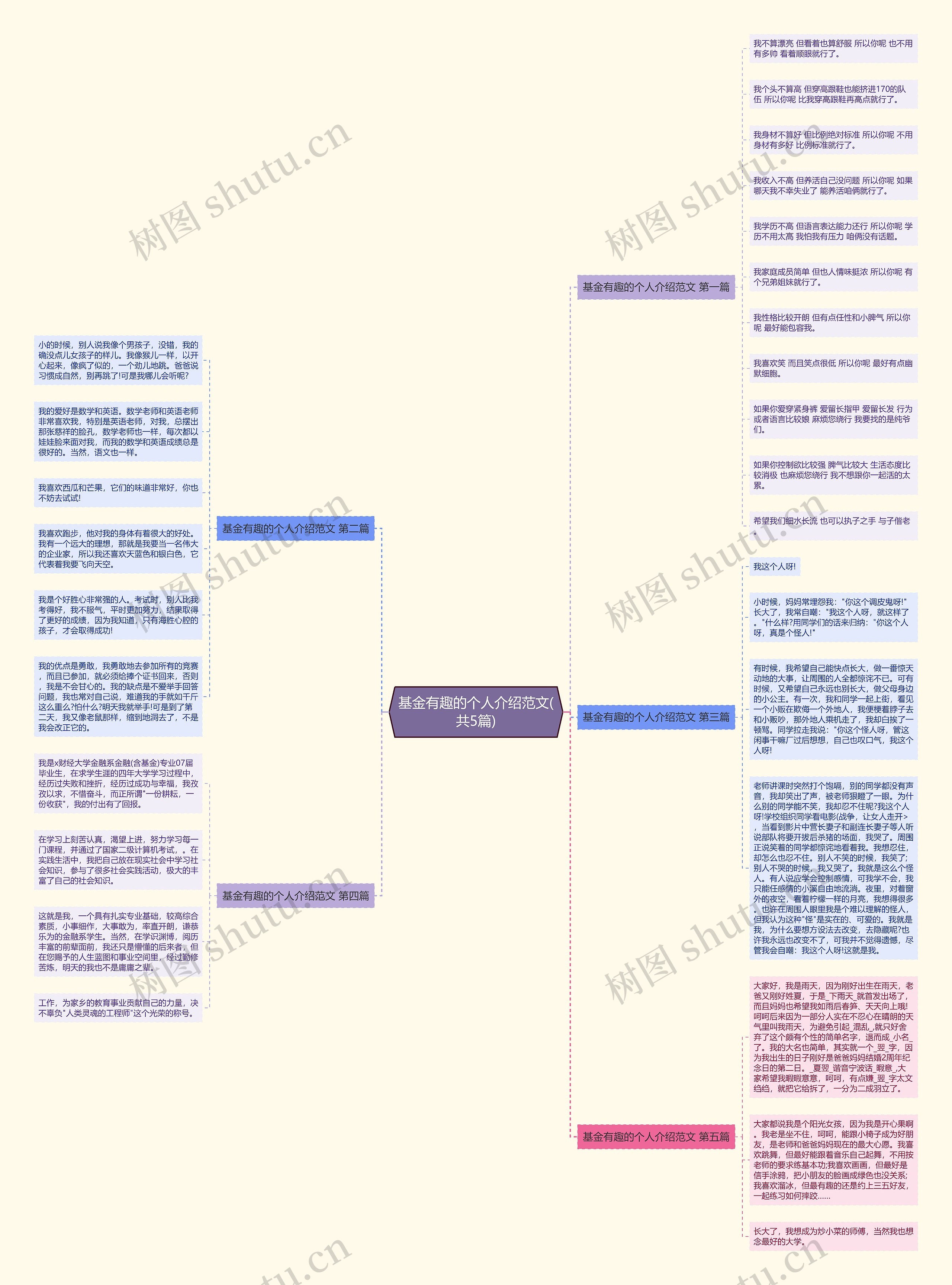基金有趣的个人介绍范文(共5篇)思维导图
