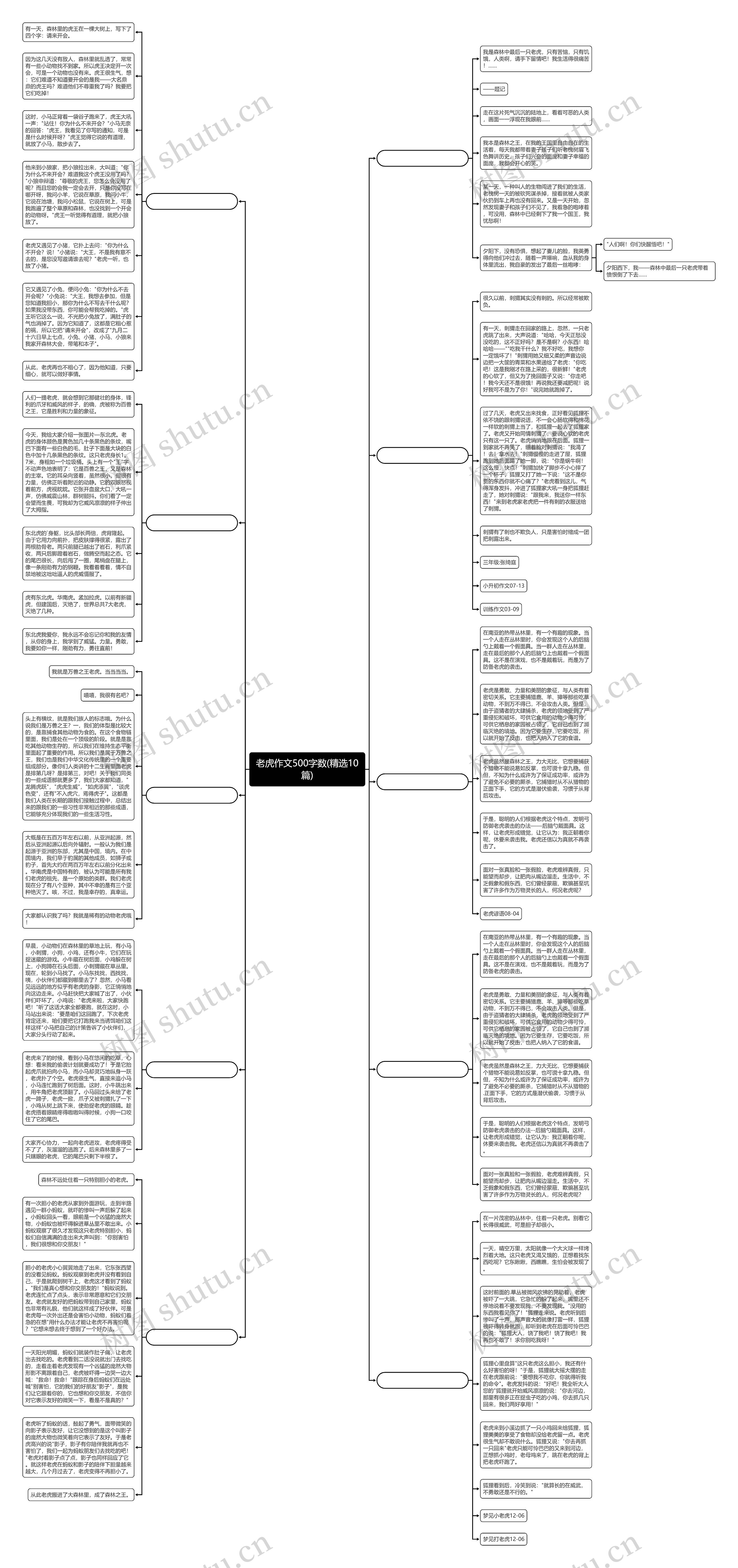 老虎作文500字数(精选10篇)思维导图