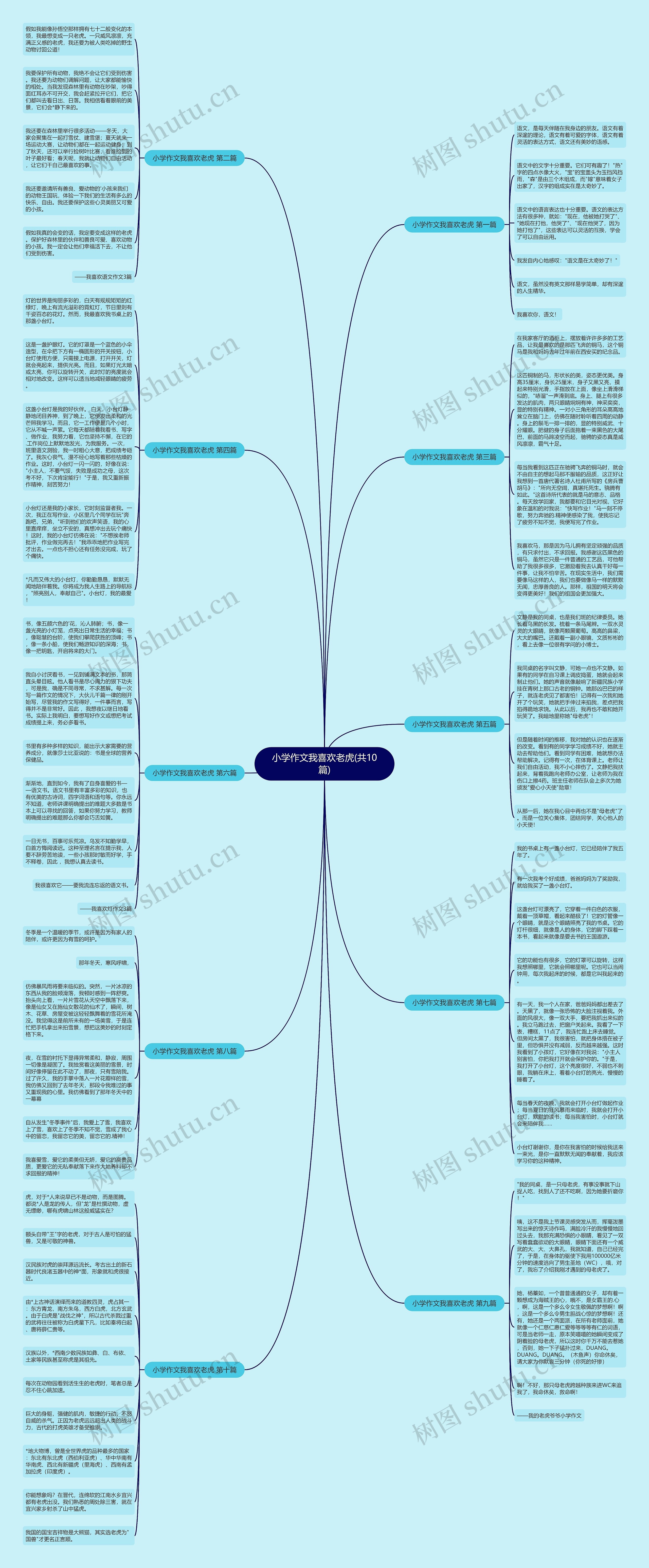 小学作文我喜欢老虎(共10篇)思维导图