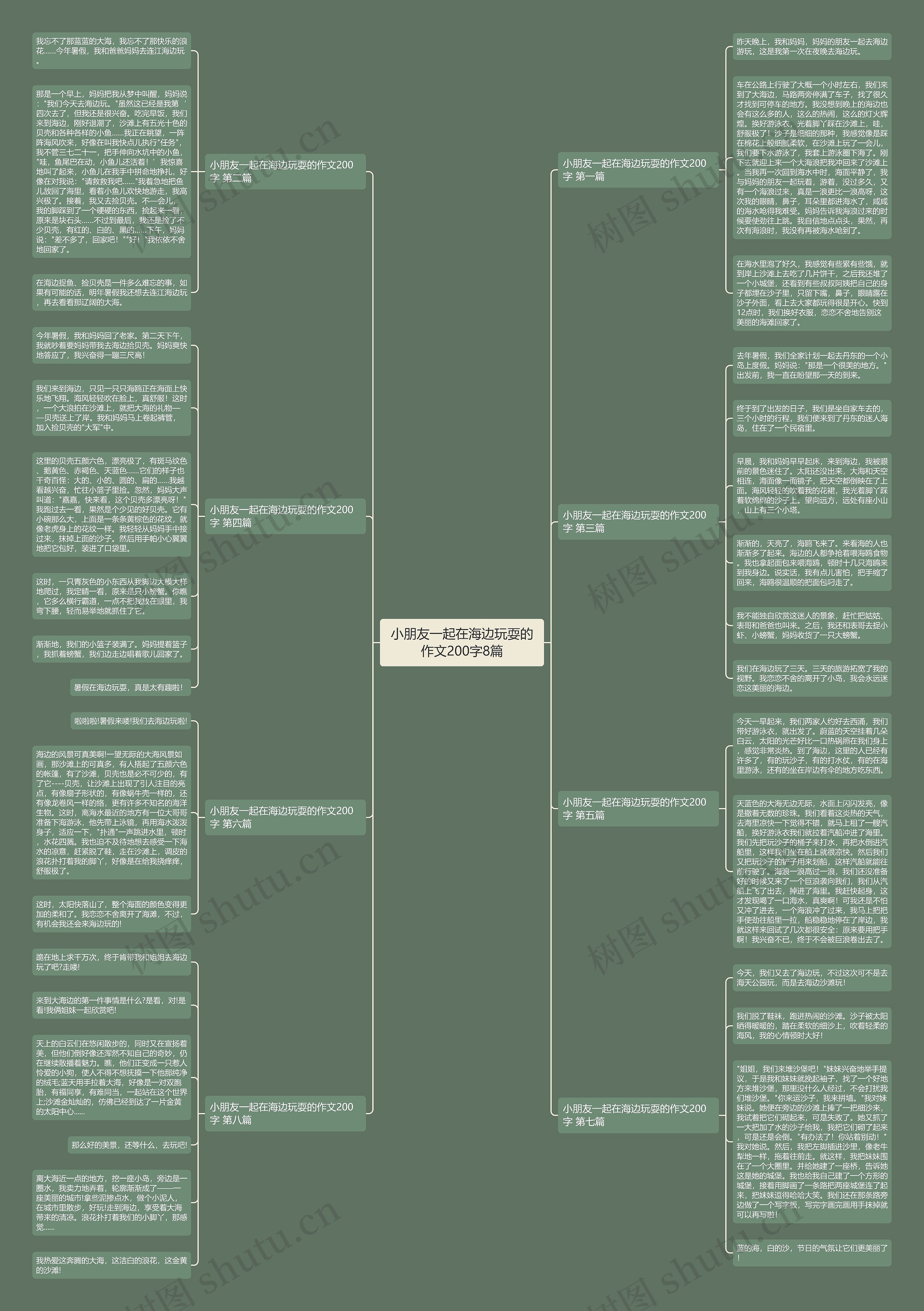 小朋友一起在海边玩耍的作文200字8篇思维导图