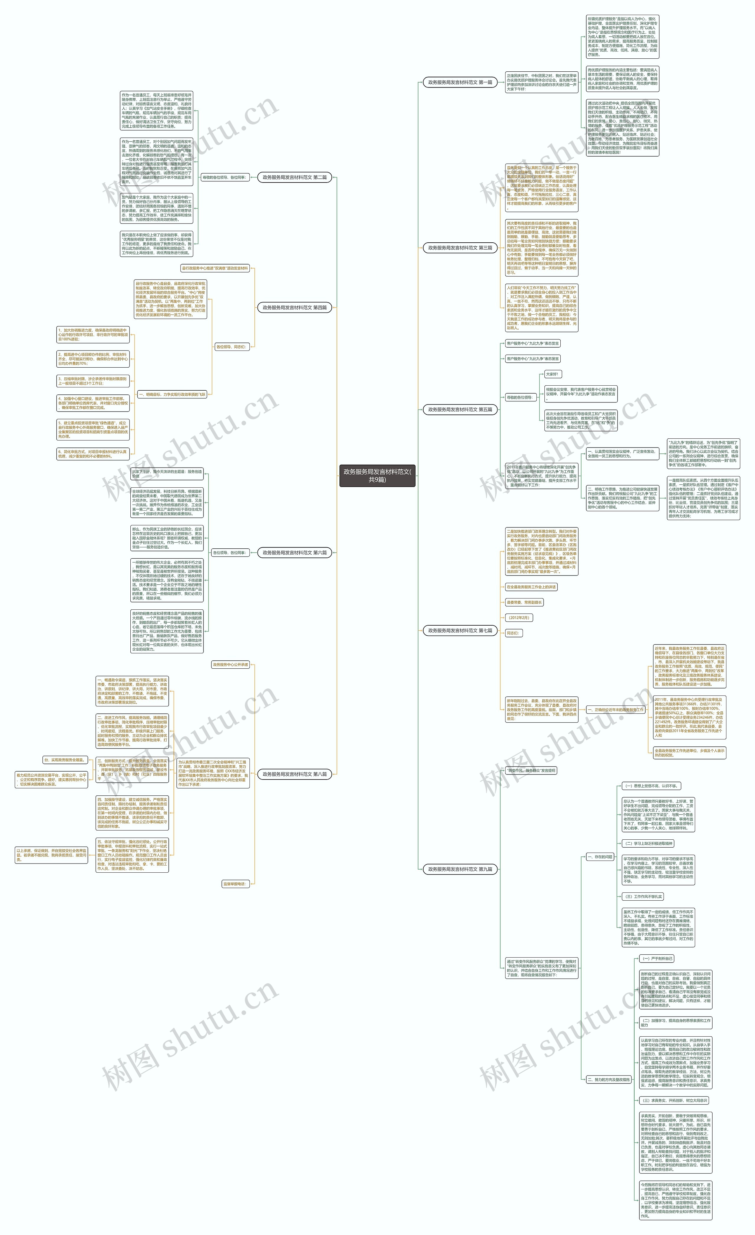 政务服务局发言材料范文(共9篇)思维导图