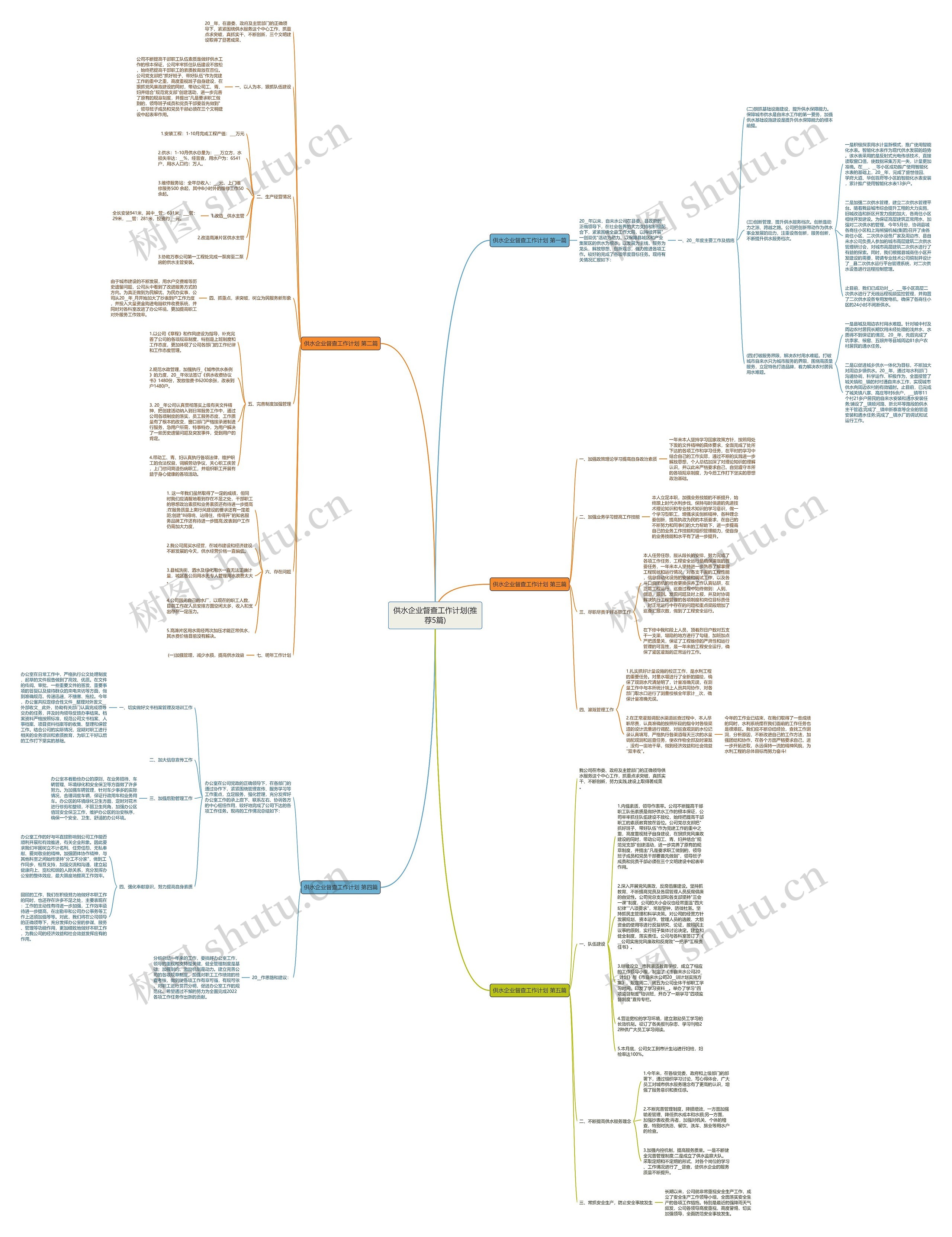 供水企业督查工作计划(推荐5篇)思维导图