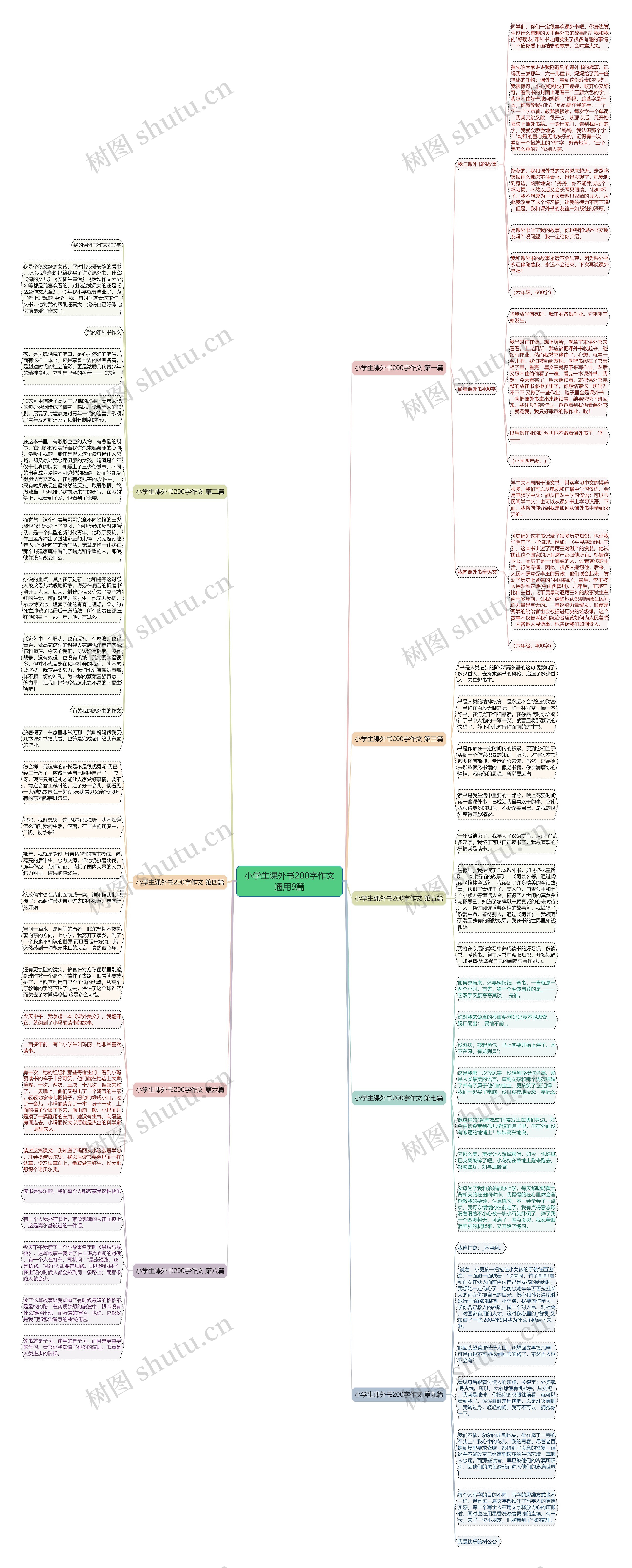 小学生课外书200字作文通用9篇思维导图