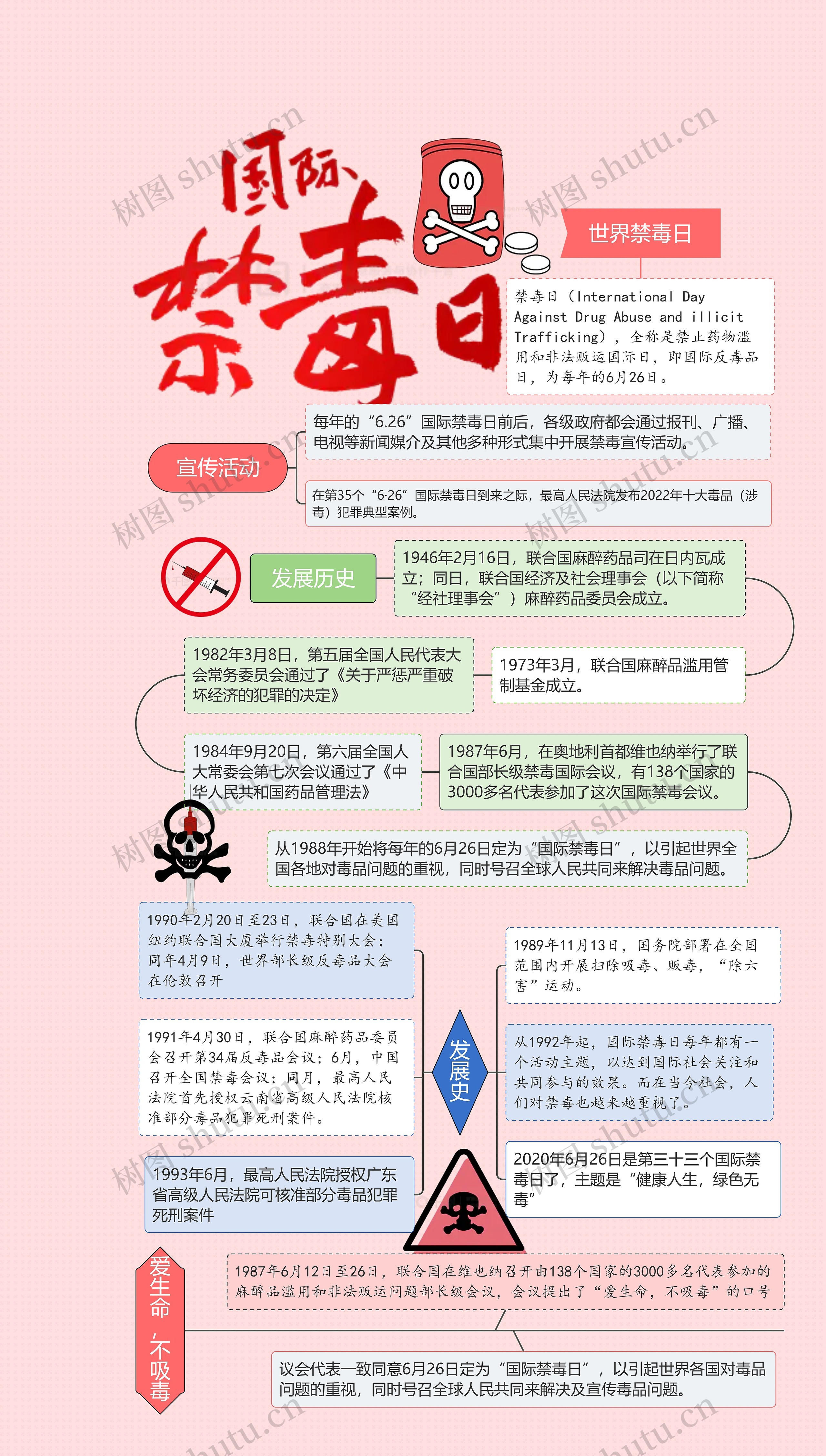 世界禁毒日手抄报思维导图