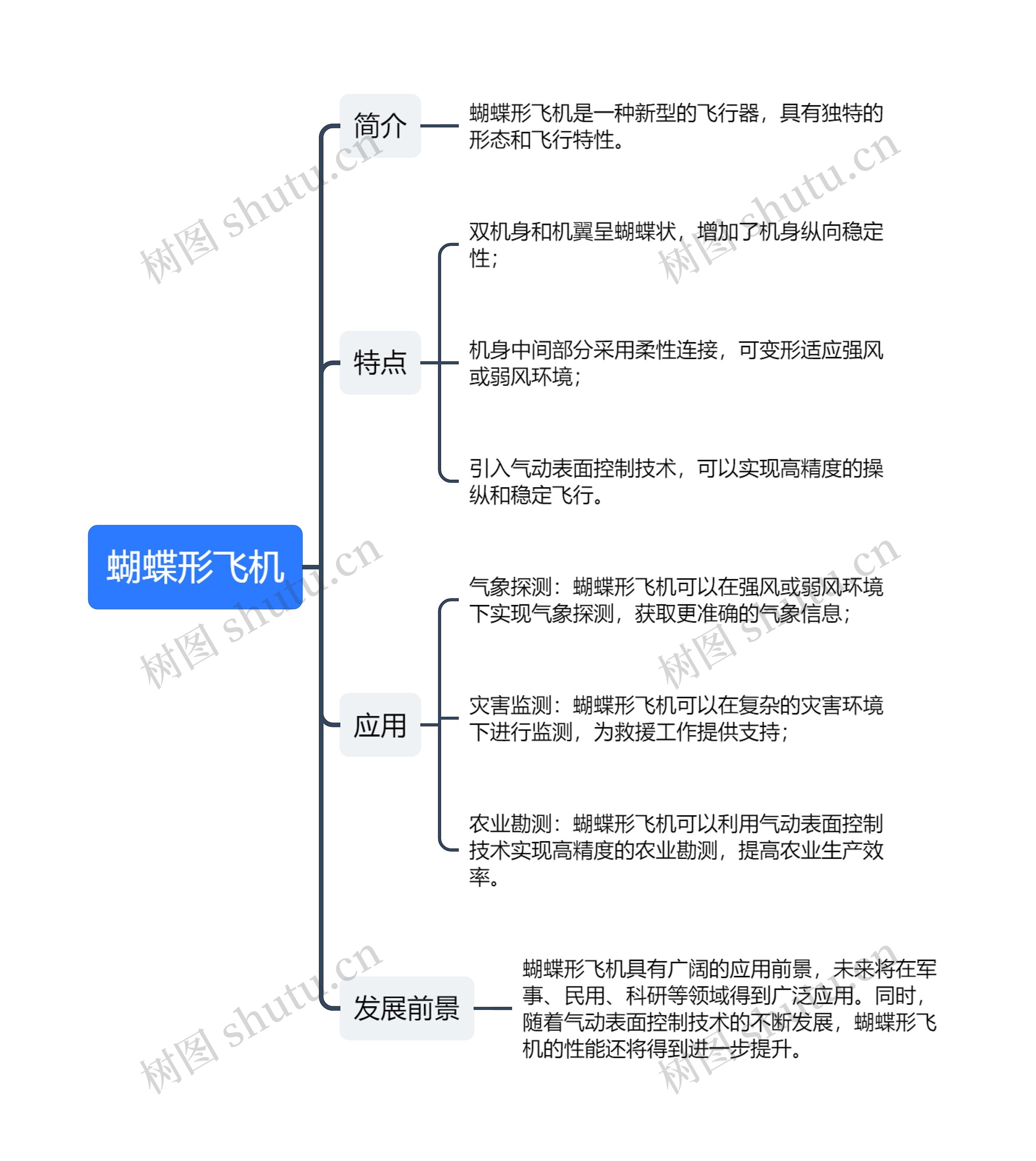 蝴蝶形飞机思维导图