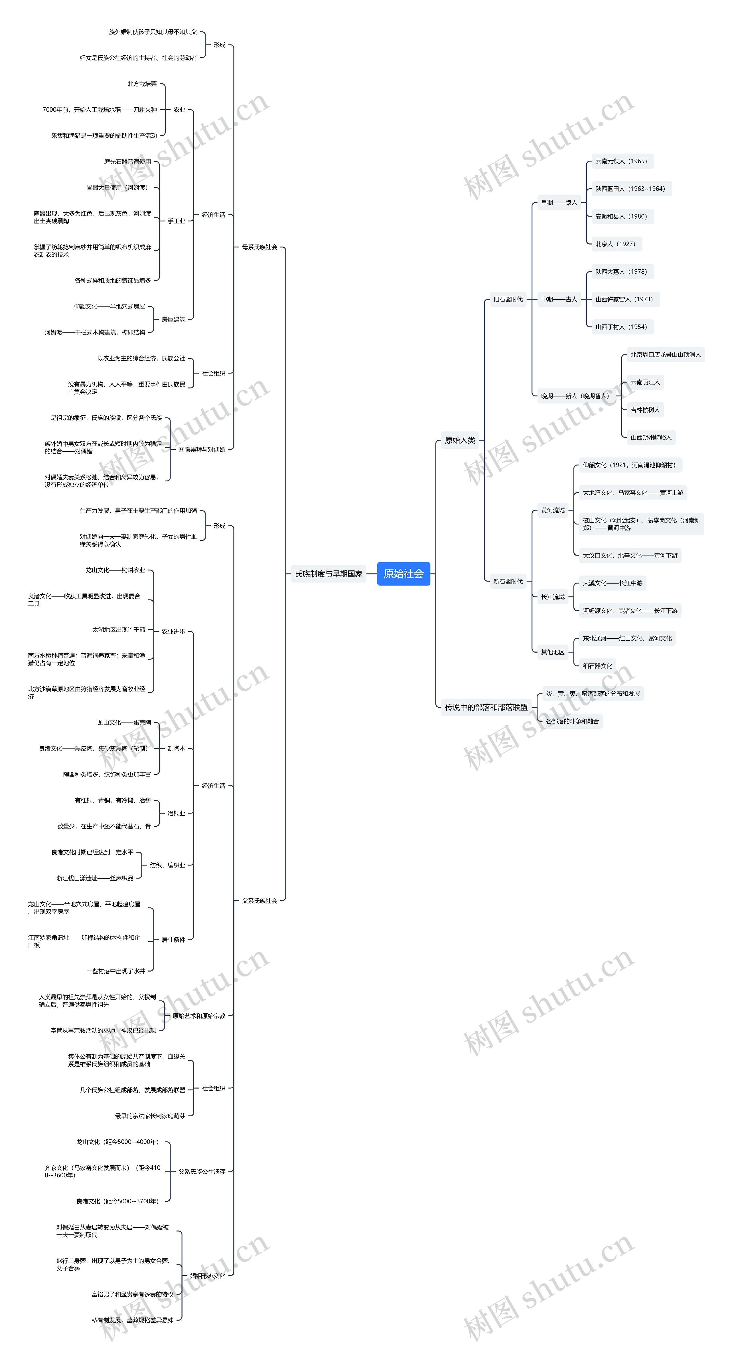 原始社会思维导图_编号c9823622-TreeMind树图