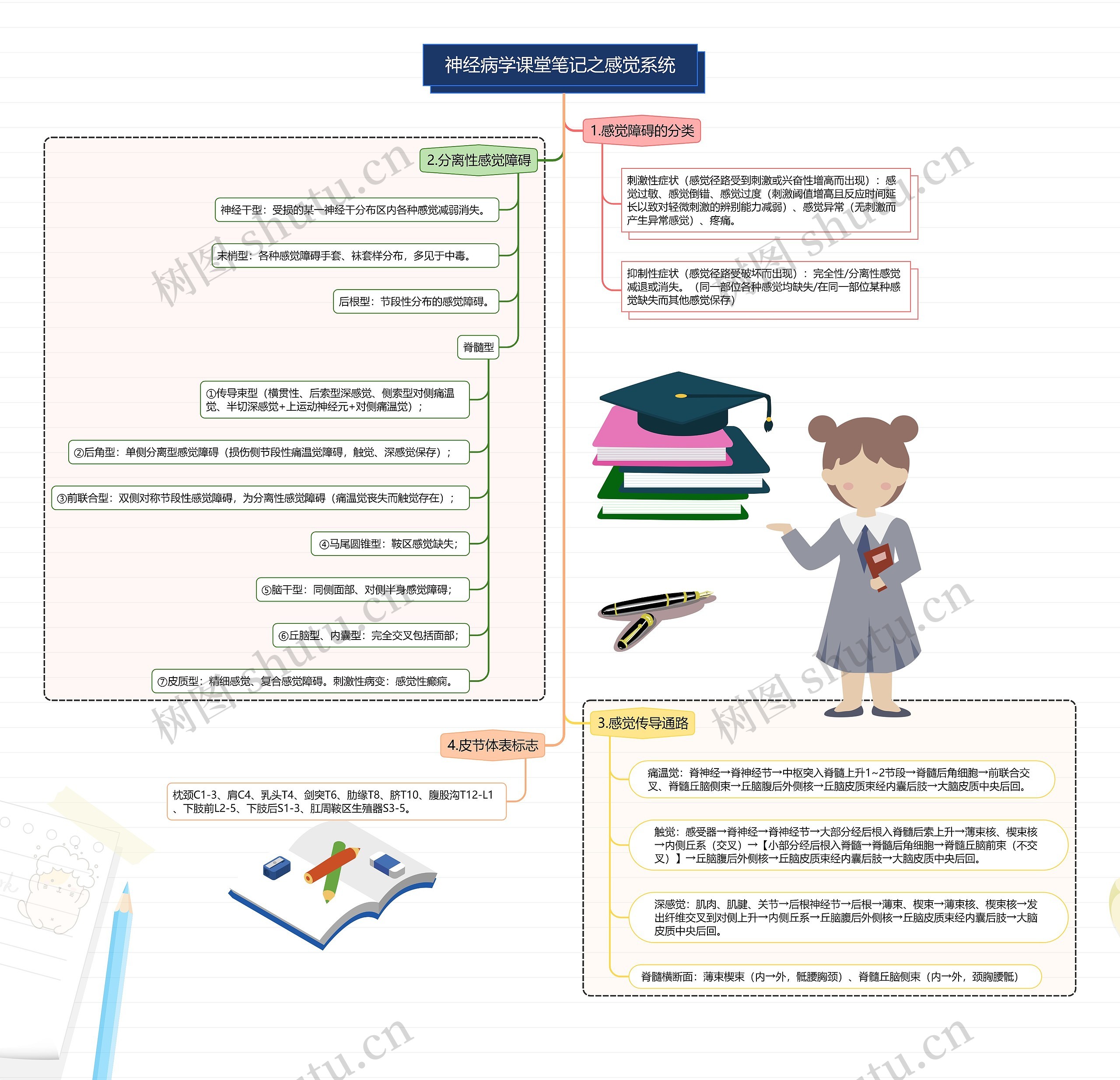 神经病学课堂笔记之感觉系统思维导图