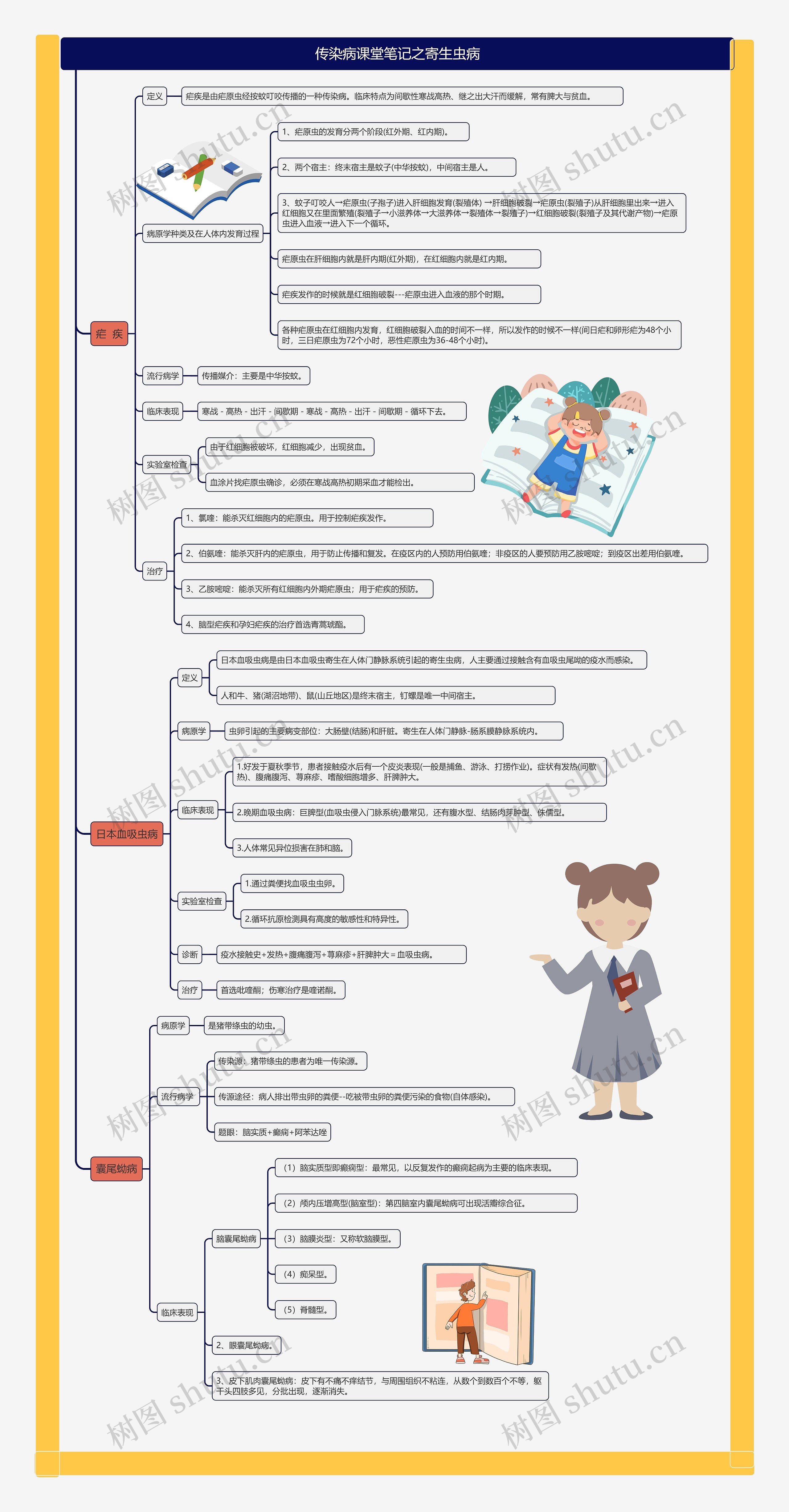 传染病课堂笔记之寄生虫病思维导图