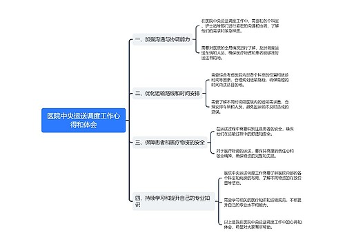 医院中央运送调度工作心得和体会思维导图