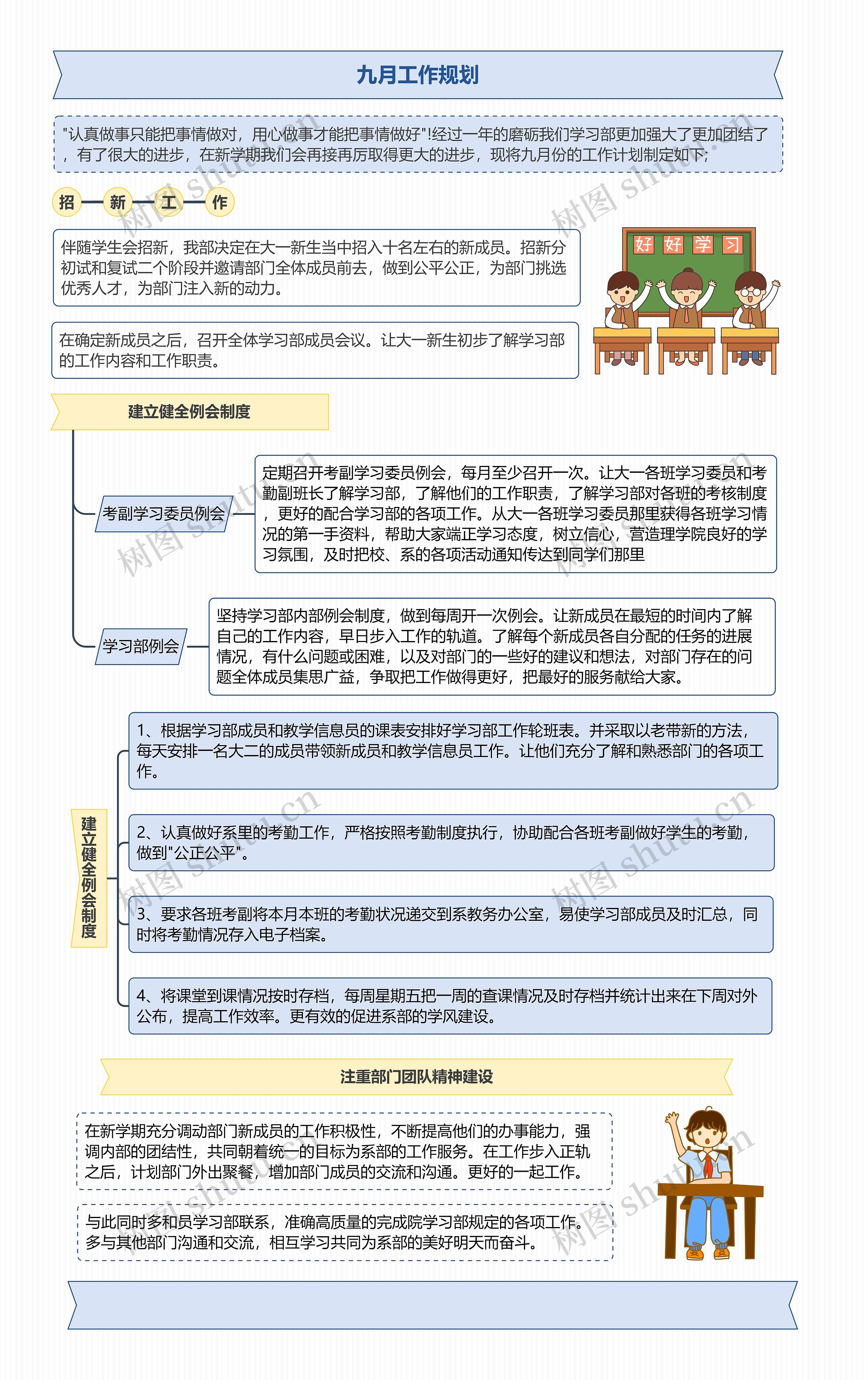 九月工作规划思维导图