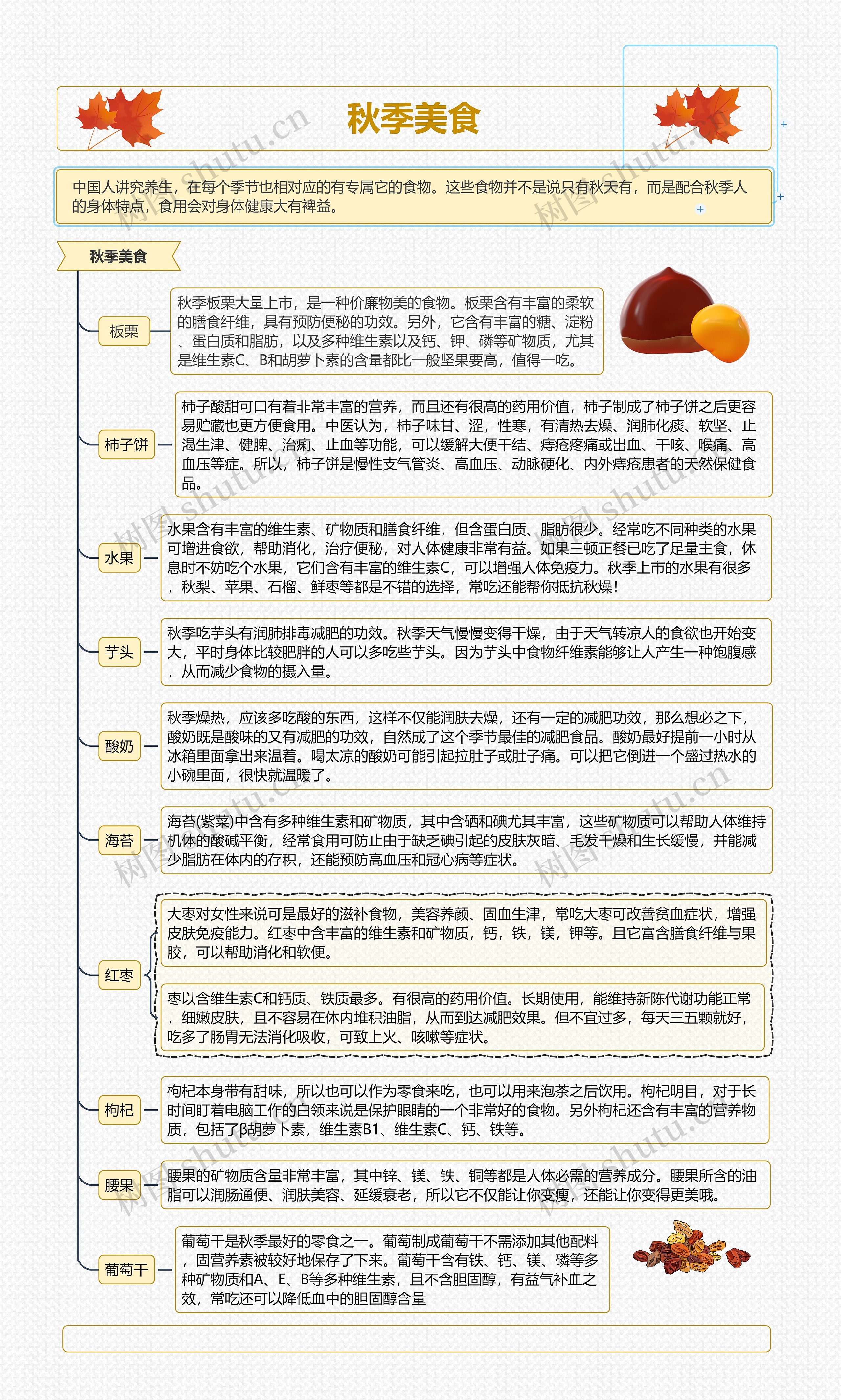 秋季美食思维导图