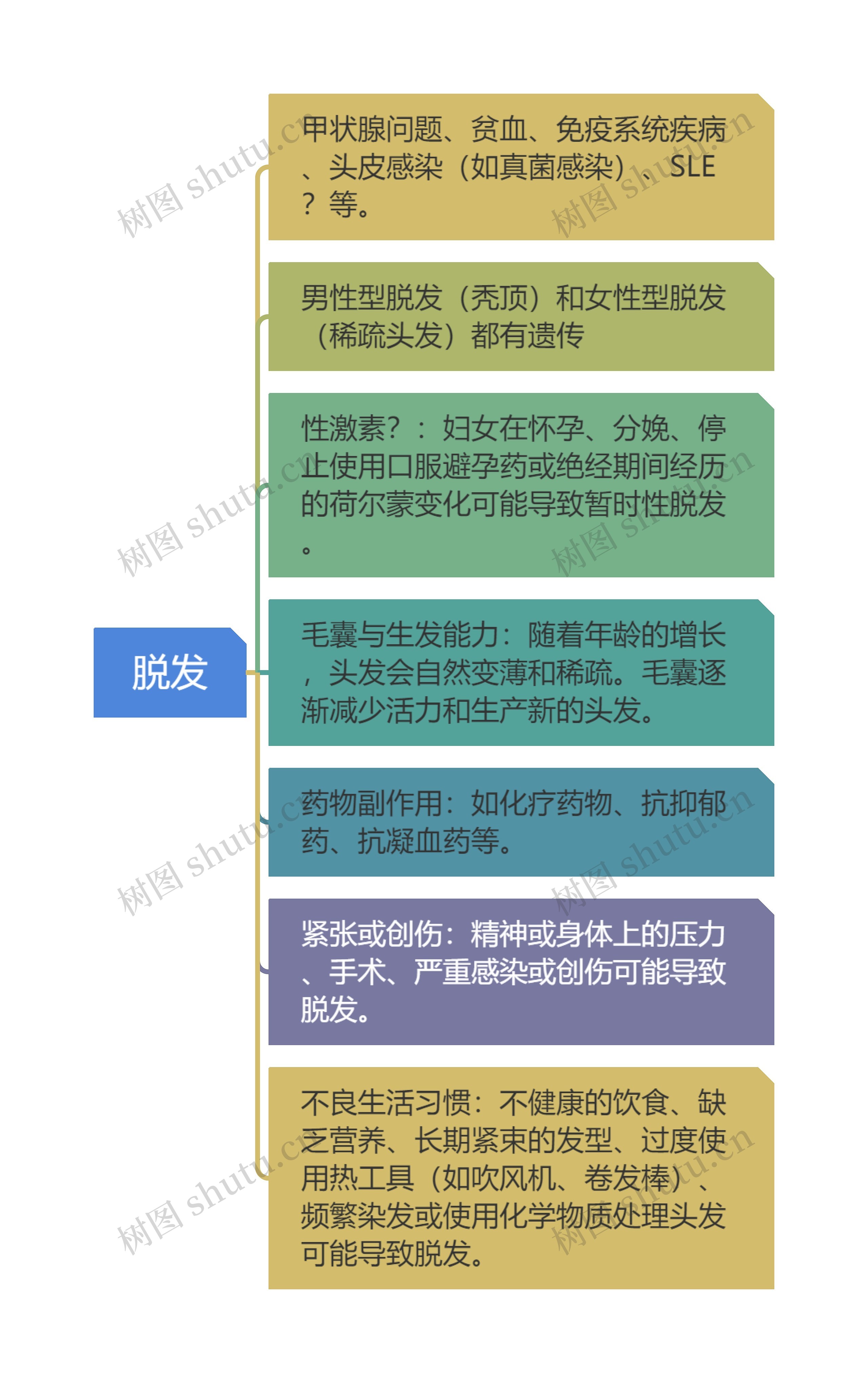 导致脱发问题的思维导图