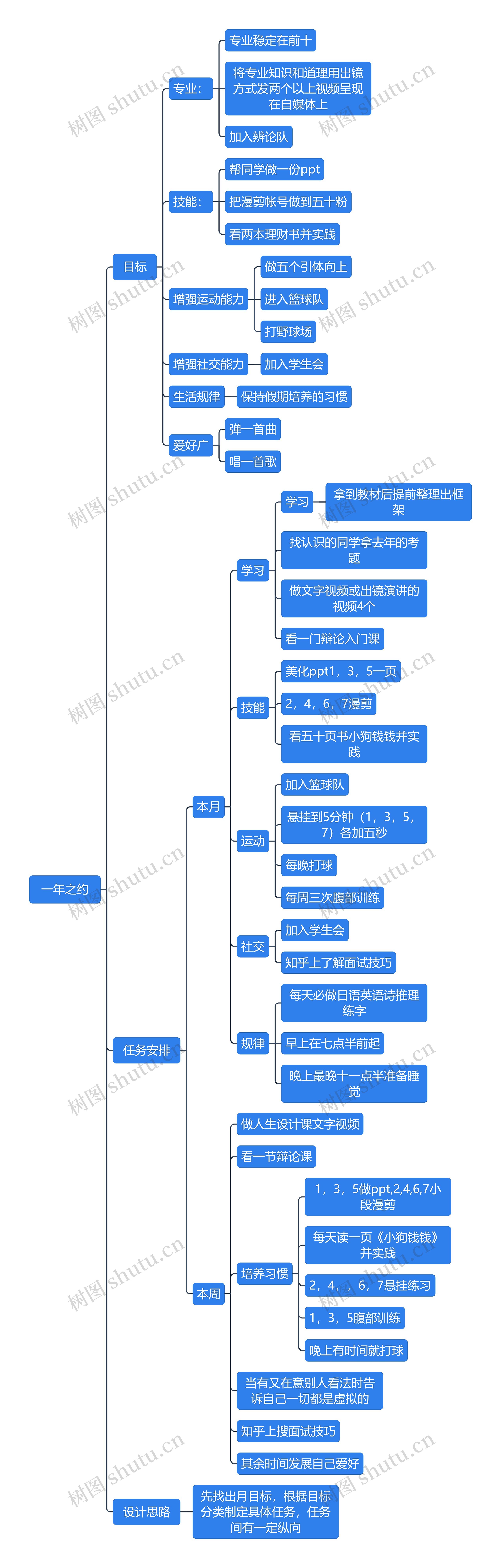 一年之约年度任务安排脑图思维导图