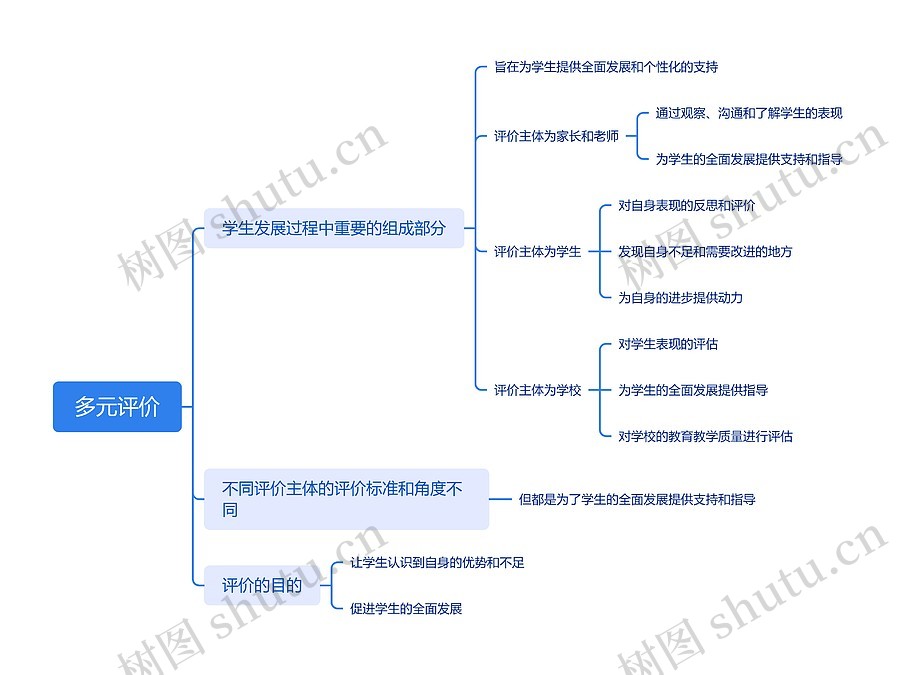 多元评价教育行业脑图思维导图_编号w5866727-TreeMind树图