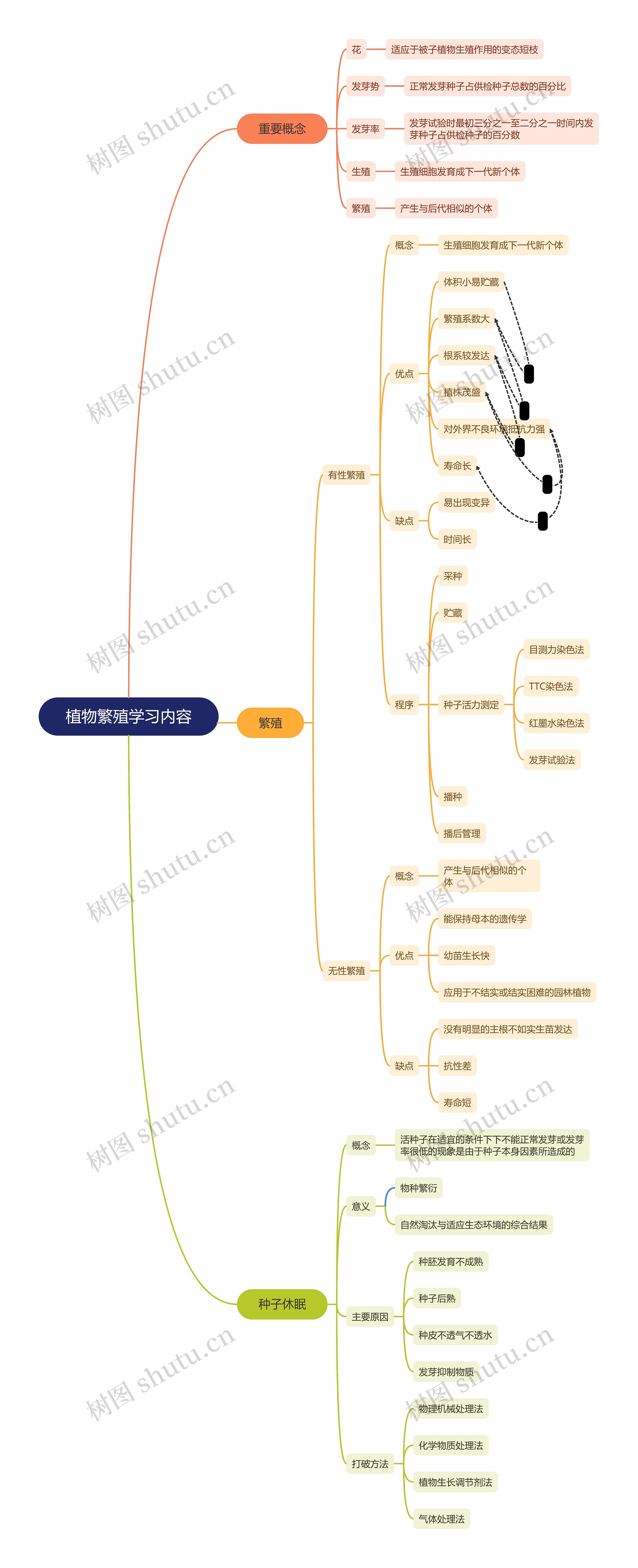 植物繁殖学习内容脑图思维导图