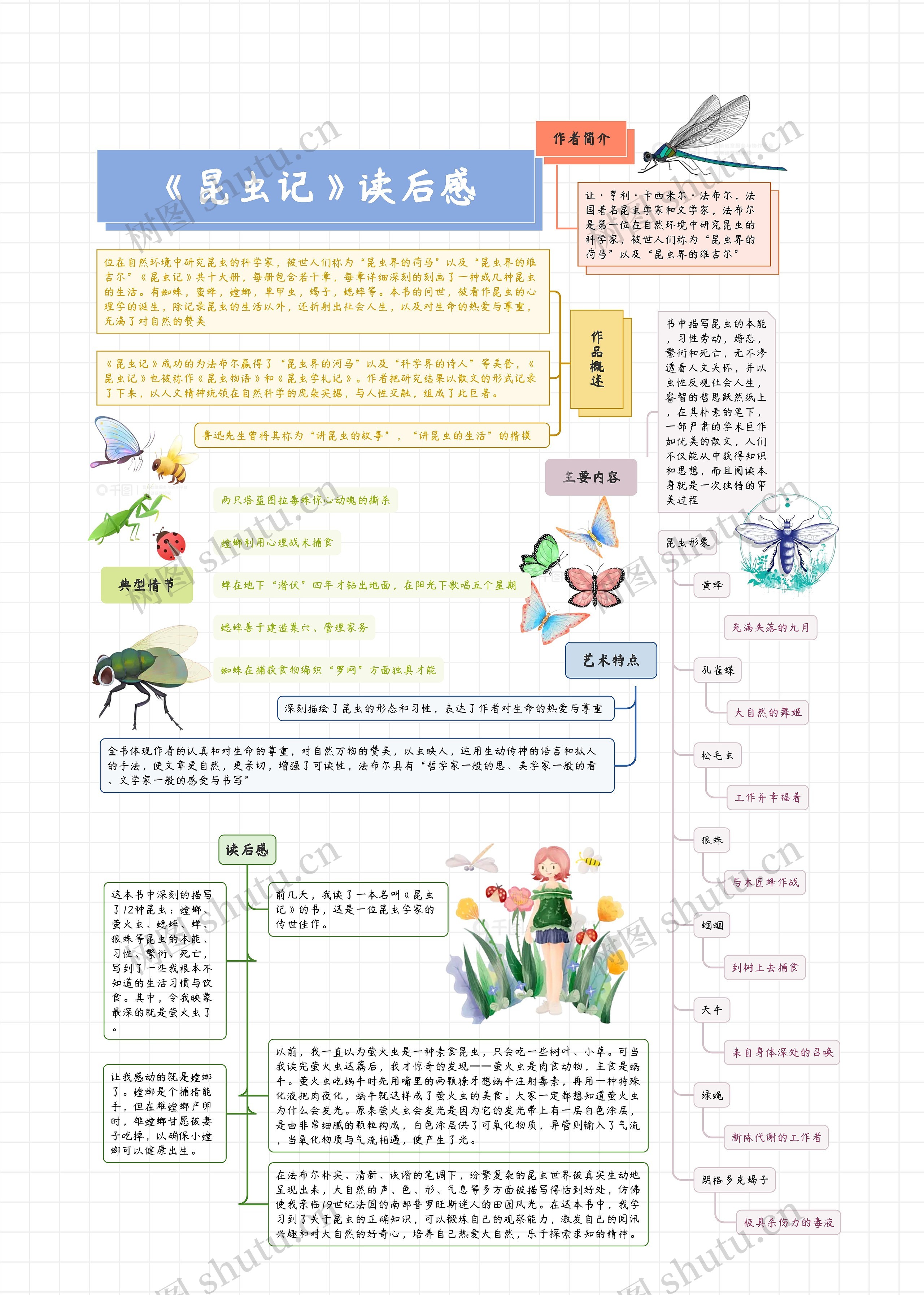 《昆虫记》读后感思维导图