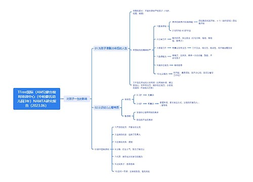 TFree国际（AMS)蒙台梭利培训中心（中柏蒙氏幼儿园3年）NAMTA研究报告（2023.06）思维导图