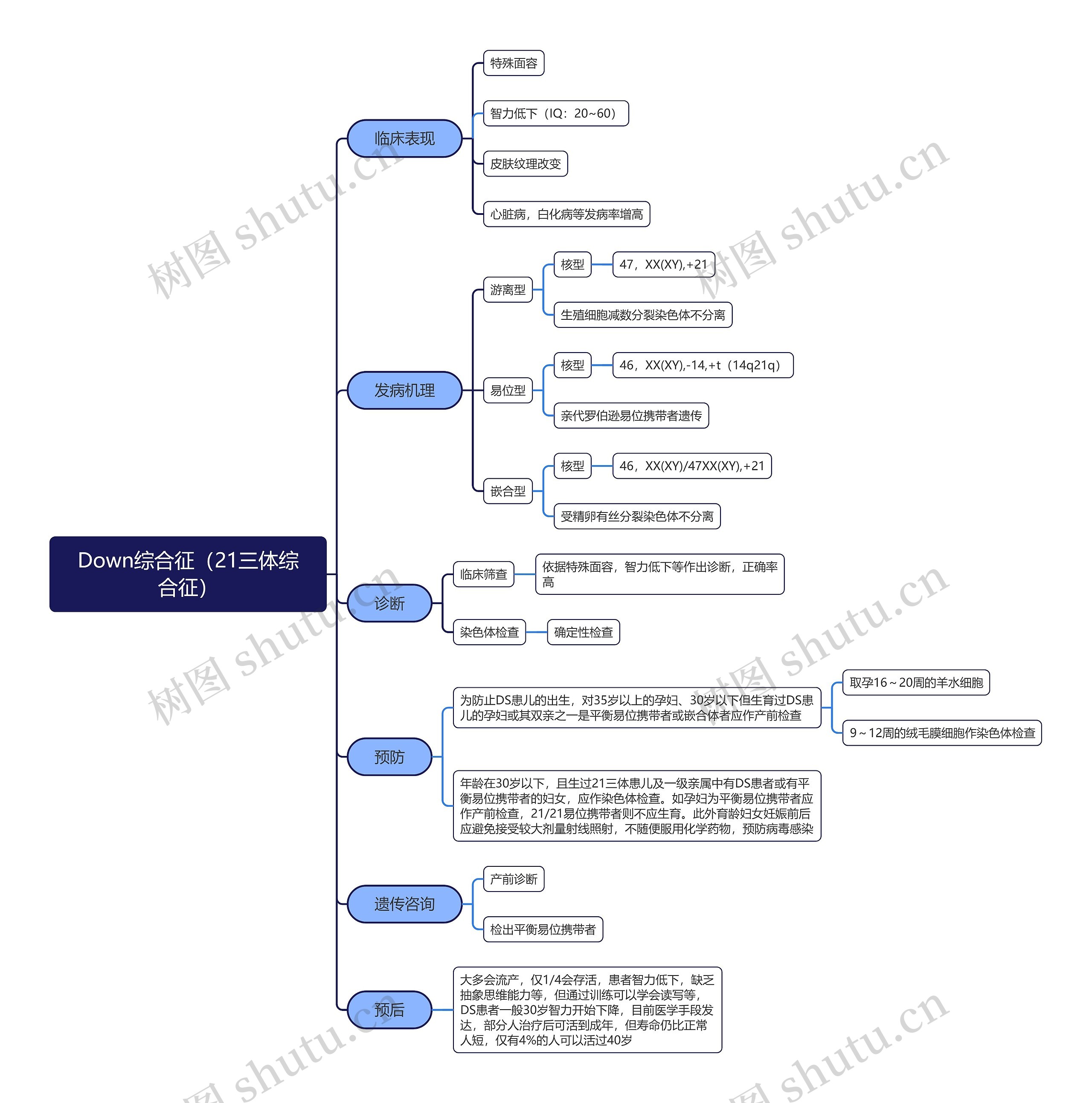 ﻿Down综合征（21三体综合征）思维导图