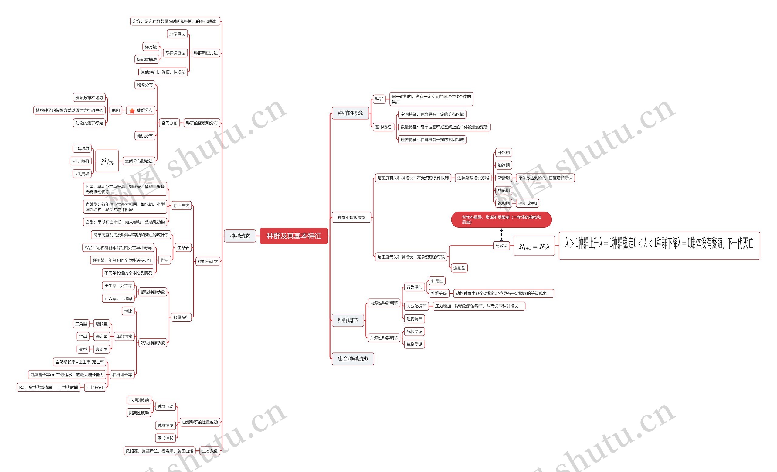 种群及其基本特征脑图思维导图