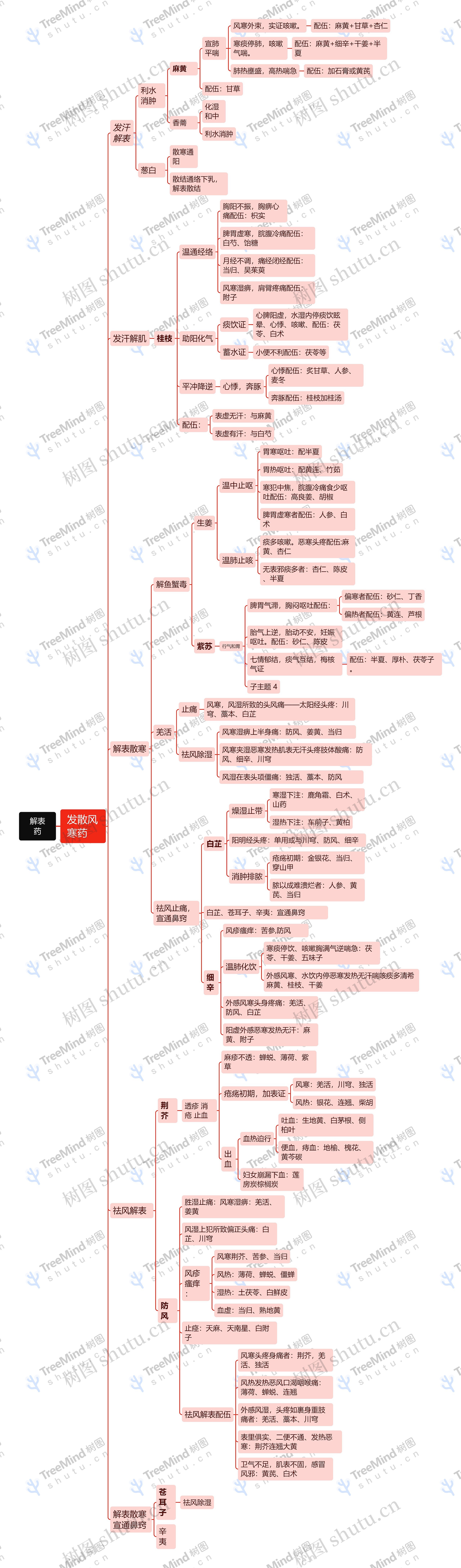 解表药医药思维脑图