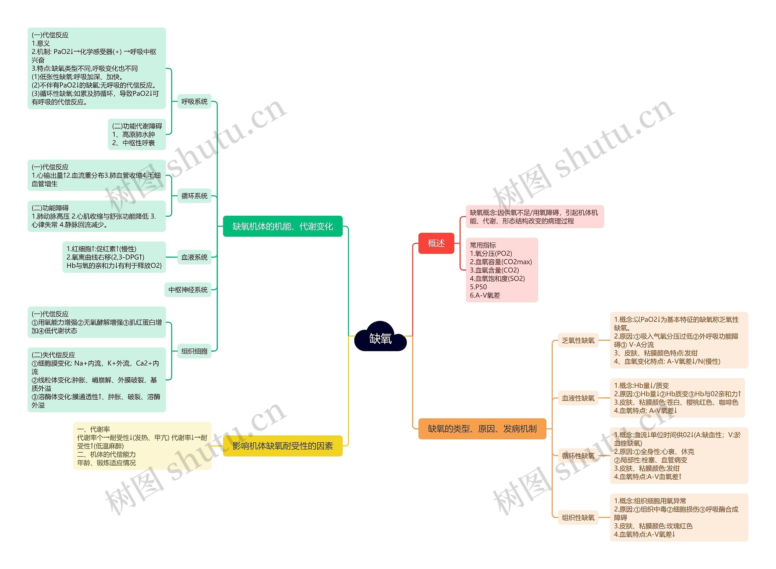 缺氧的医疗知识思维导图
