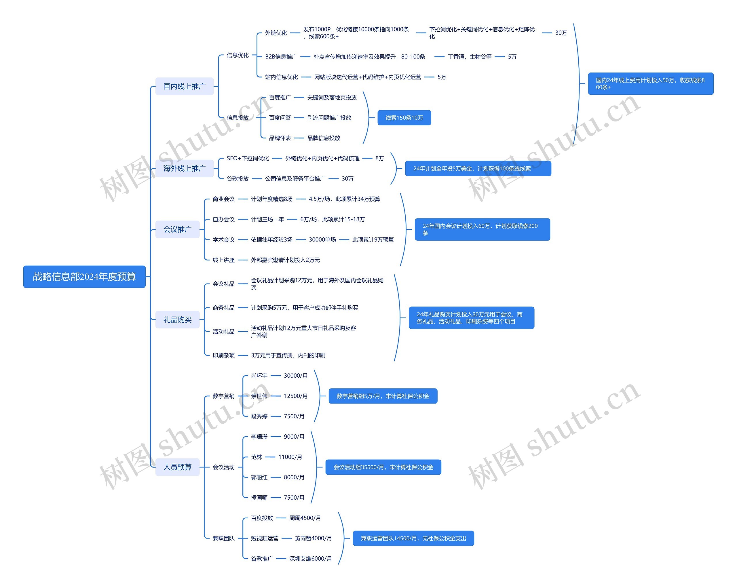 战略信息部2024年度预算思维导图