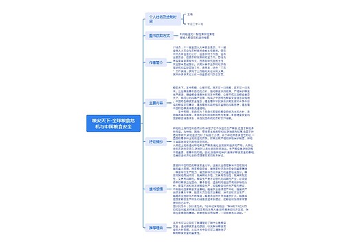 粮安天下-全球粮食危机与中国粮食安全思维导图